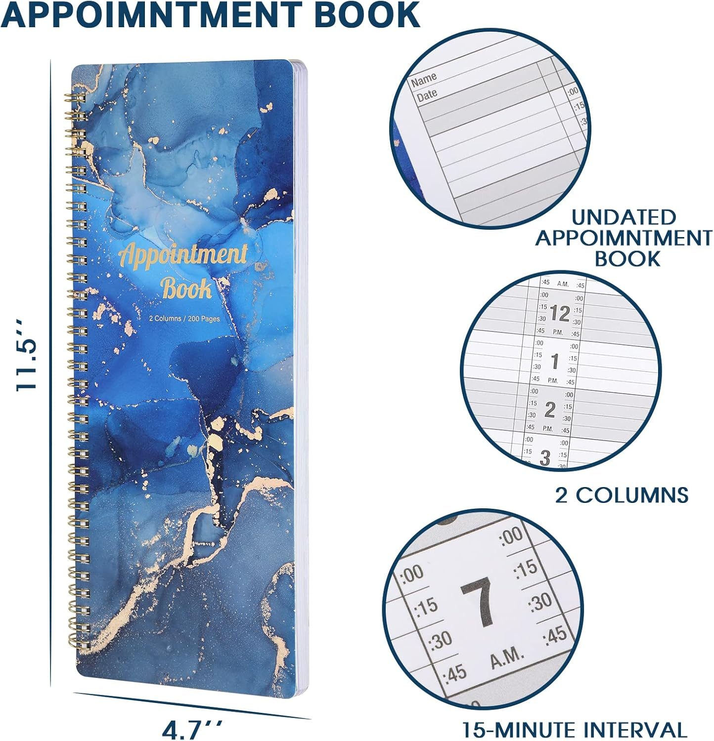 Salon Appointment Book 4-Column 150 Pages AB114