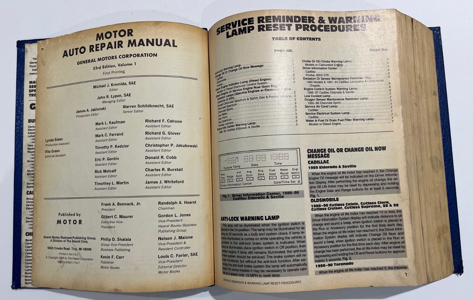 Motor Auto Repair Manual 1990 Professional Service Trade Edition General Motors