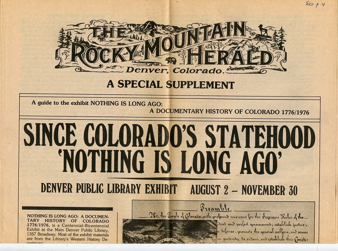 Documentary History Colorado 1776-1976-Nothing Is Long Ago-Photos-Maps