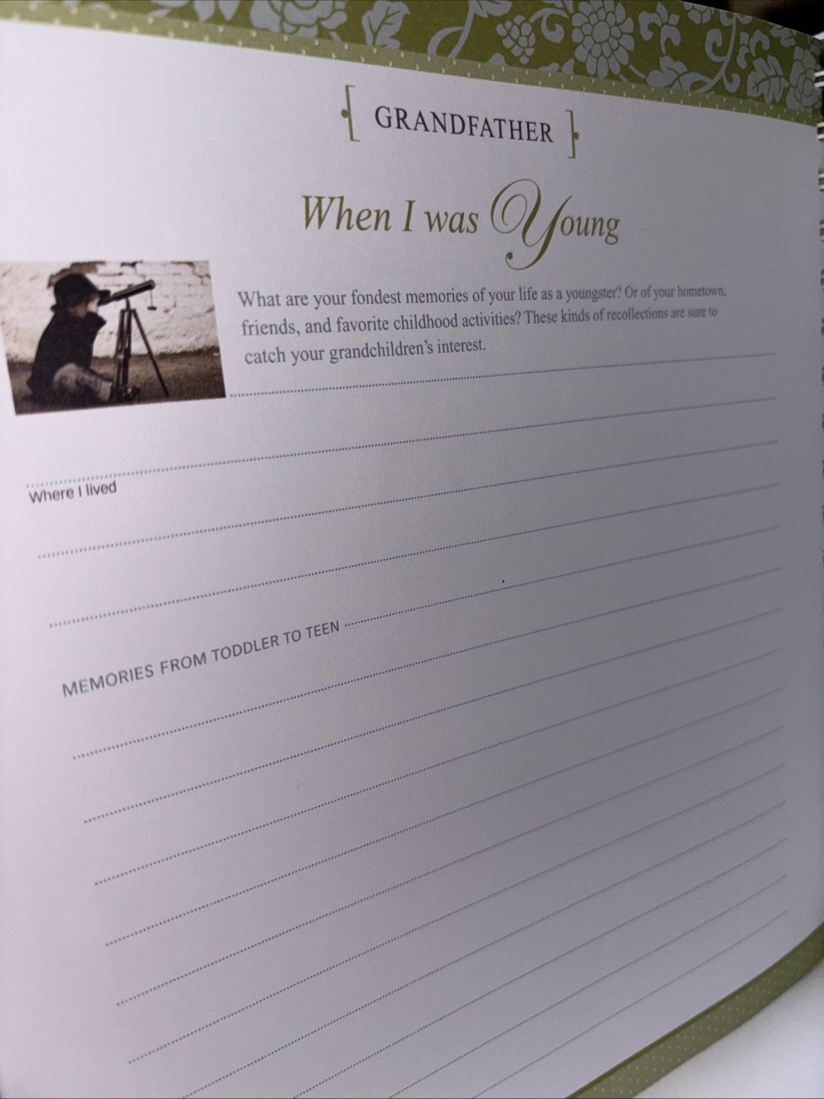 Grandparent’s Book of Shared Memories, Hardback, Keepsake, 10.5×9.75” Unused