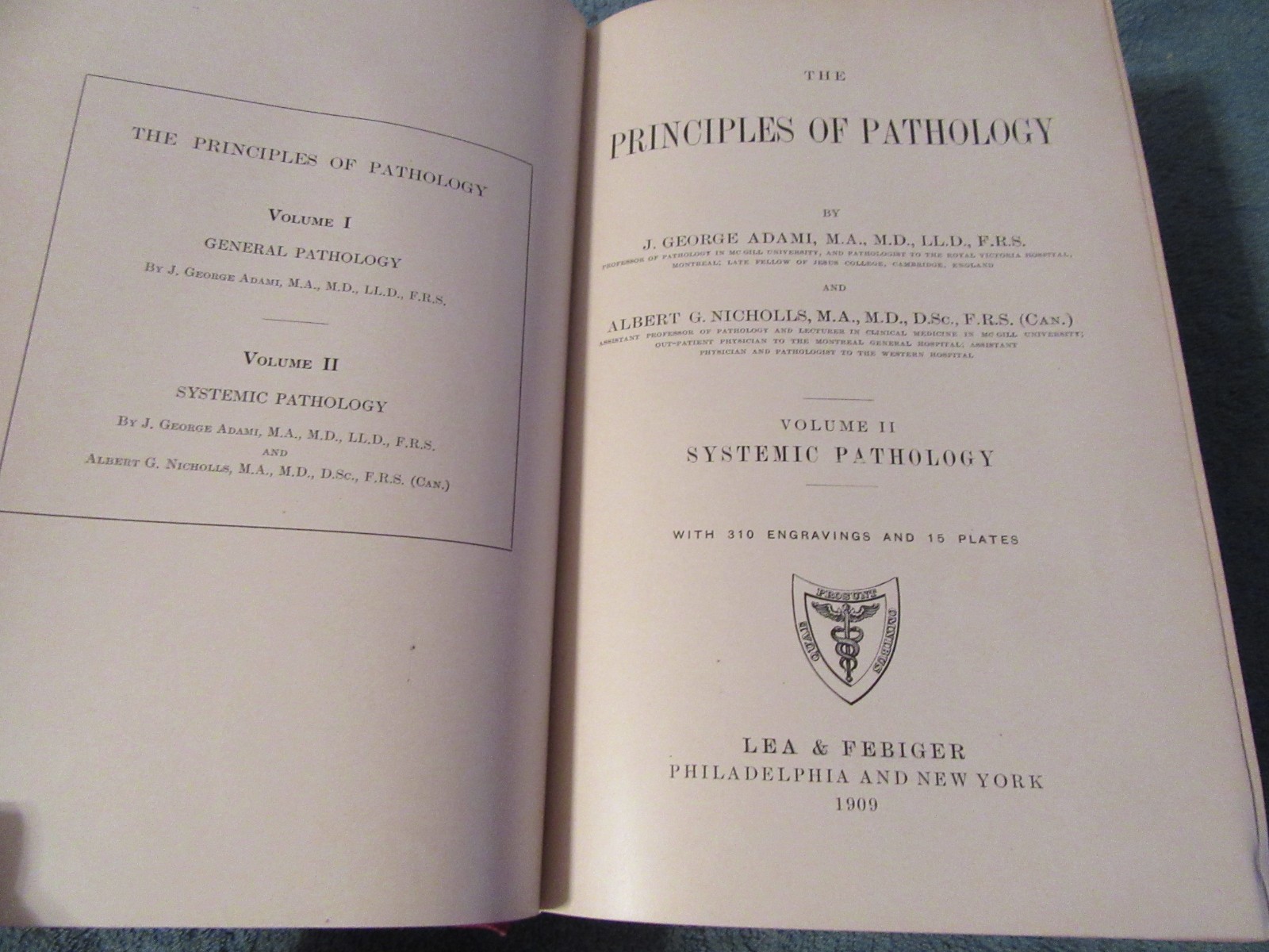 2 Principles of Pathology volume 1 & 2 George Adami general & systemic medical