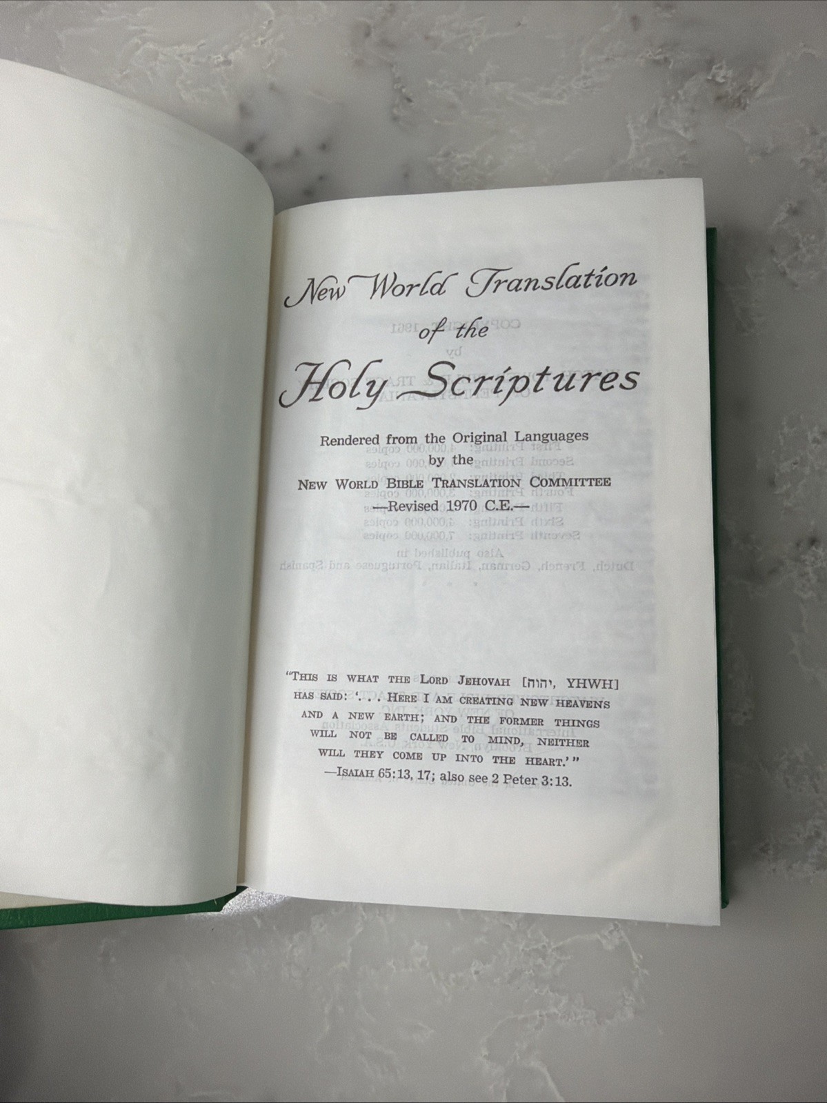 New World Translation Of The Holy Scriptures Green Watchtower Bible Vintage 1961