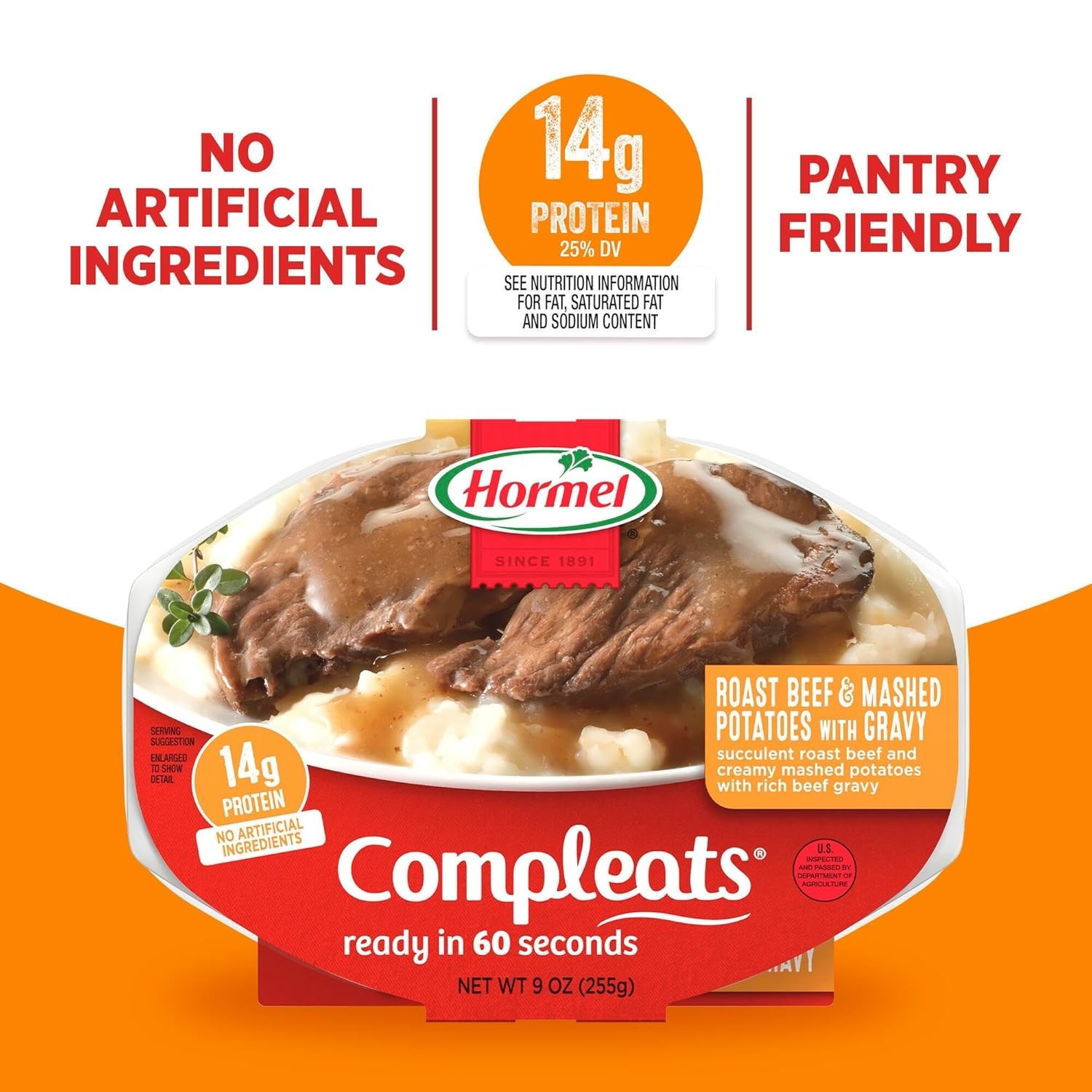 Roast Beef & Mashed Potatoes Microwave Tray – 9oz Pack of 6 for Quick Meals