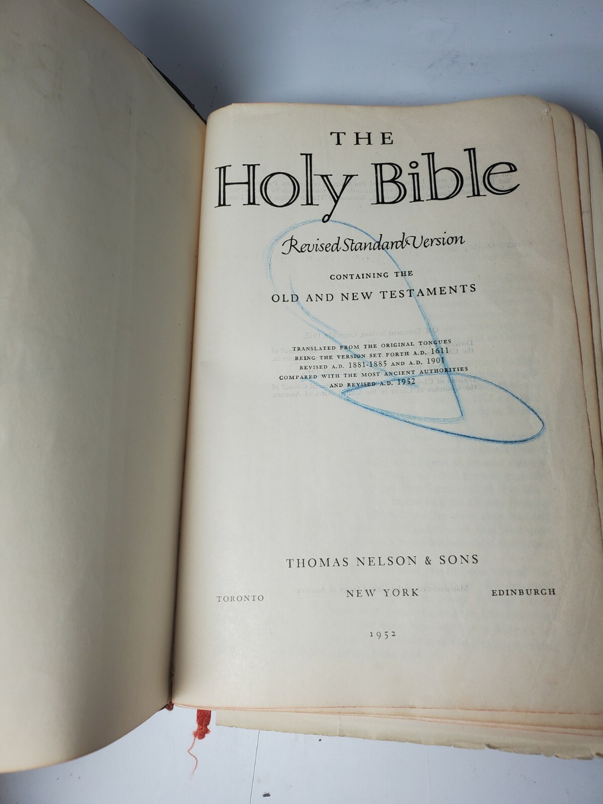 HOLY BIBLE Revised Standard Version RSV Thomas Nelson & Sons 1952