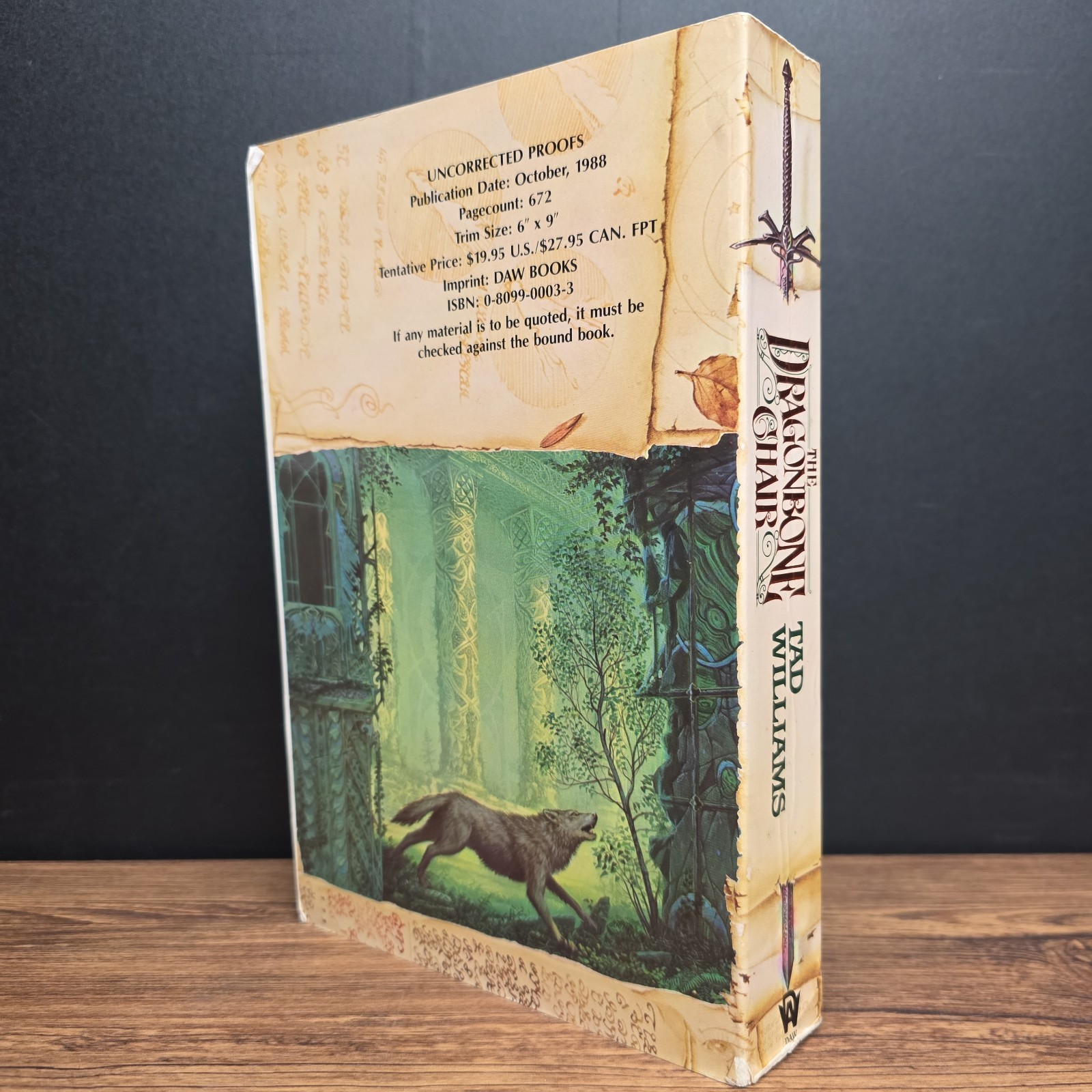 The Dragonbone Chair by Tad Williams ~ ARC Advance Reader / Uncorrected Proof