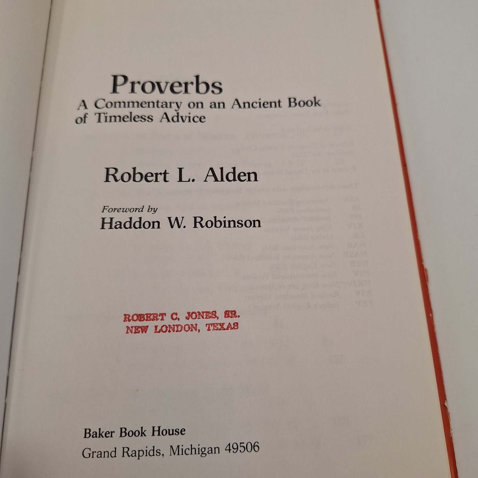 A Commentary on Proverbs ~ Robert L. Alden ~ 1983 HCDJ ~ Baker Book House