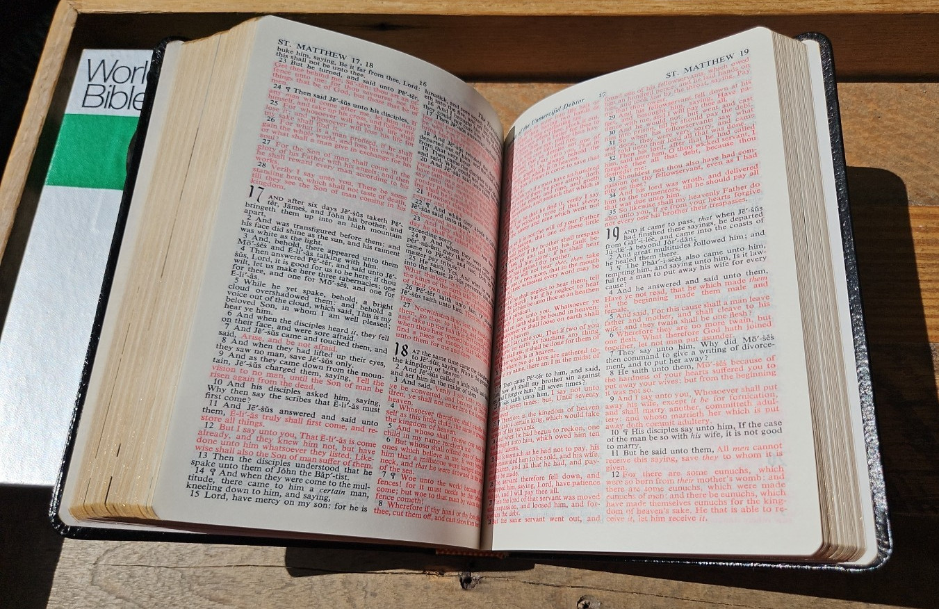 RARE Boxed KJV World Gift Bible Red Letter Black Genuine Leather World VG!