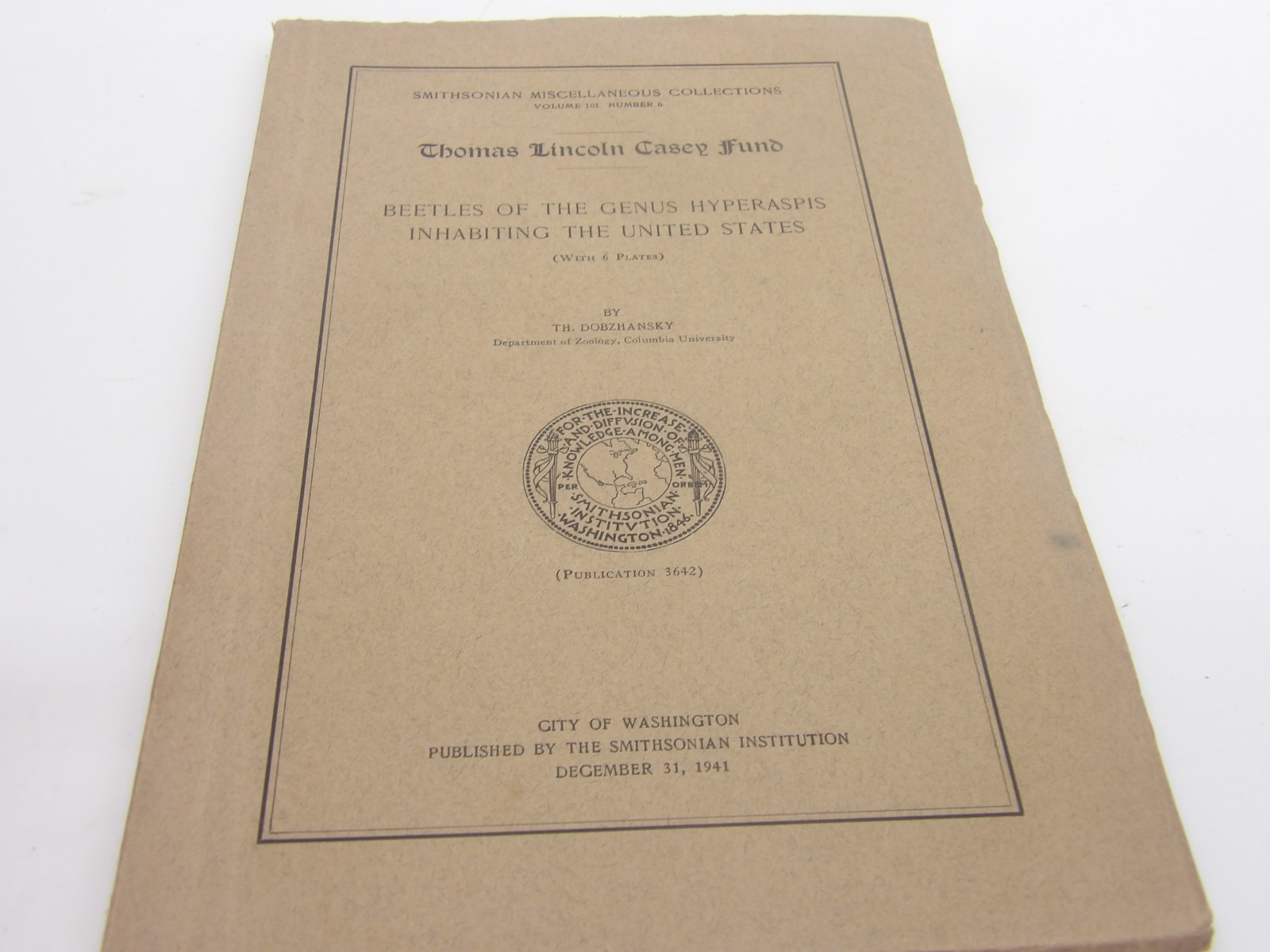 Smithsonian Miscellaneous Collections Vol 101 #6 Beetles Inhabiting US Book 1941