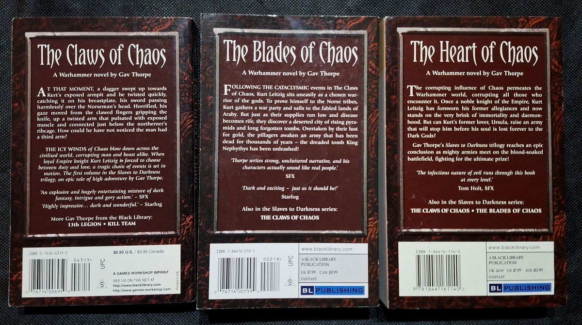 Warhammer Slaves To Darkness Trilogy Gav Thorpe 1, 2, 3 PBs Unread
