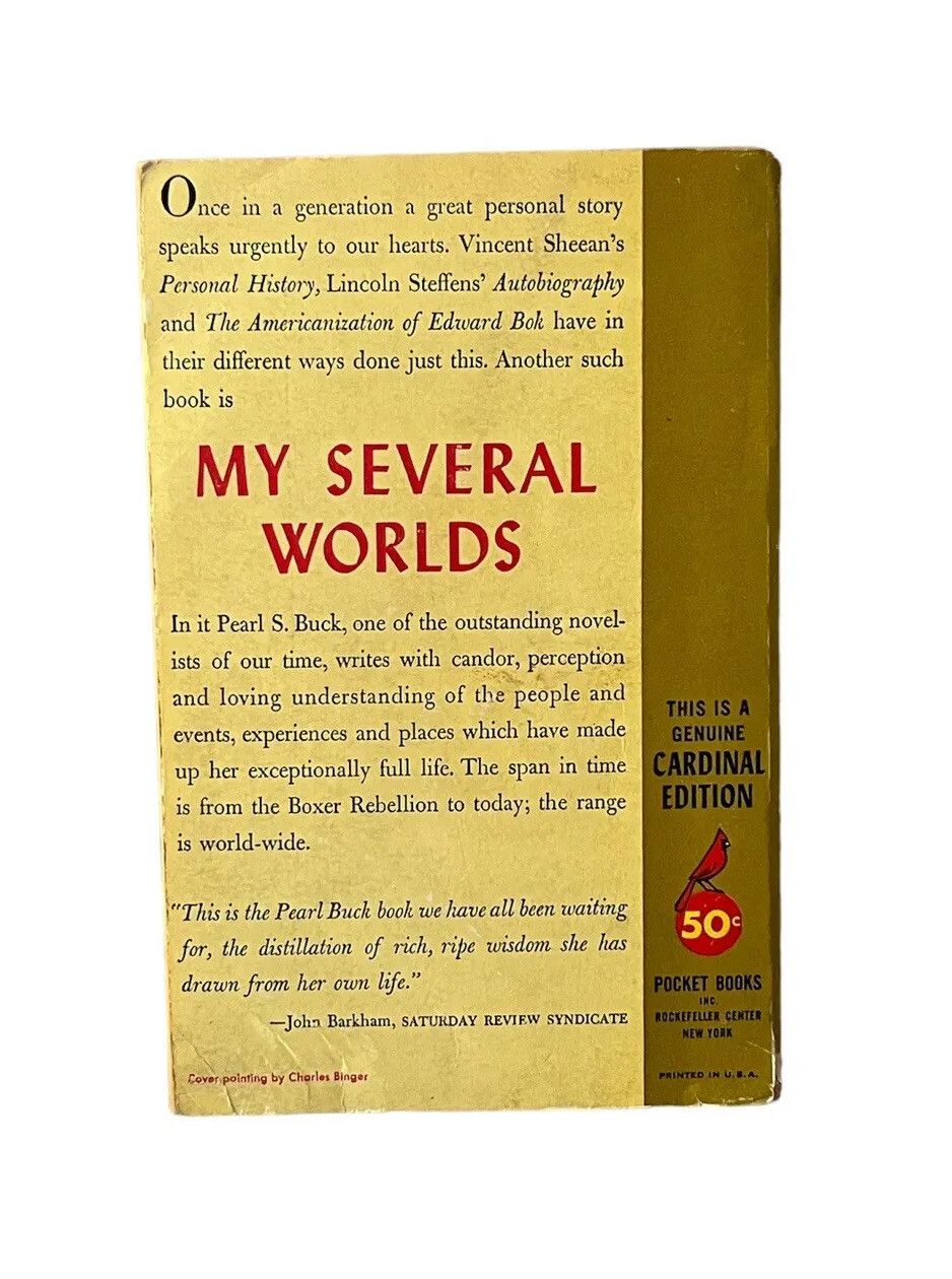 My Several Worlds Pearl S. Buck 1960 3rd Printing Pocket Books, Inc. Paperback