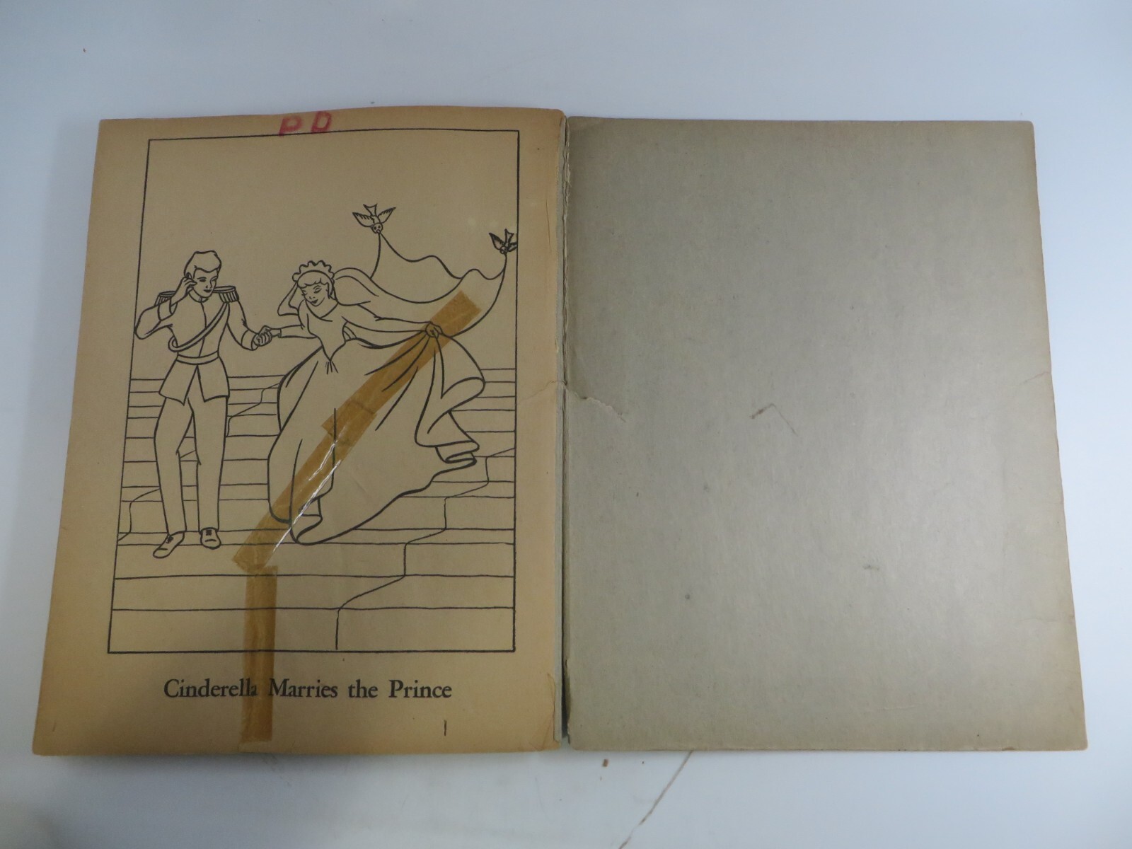 Vintage 1950 Walt Disney CINDERELLA Paint Coloring Book Whitman Publishing RARE