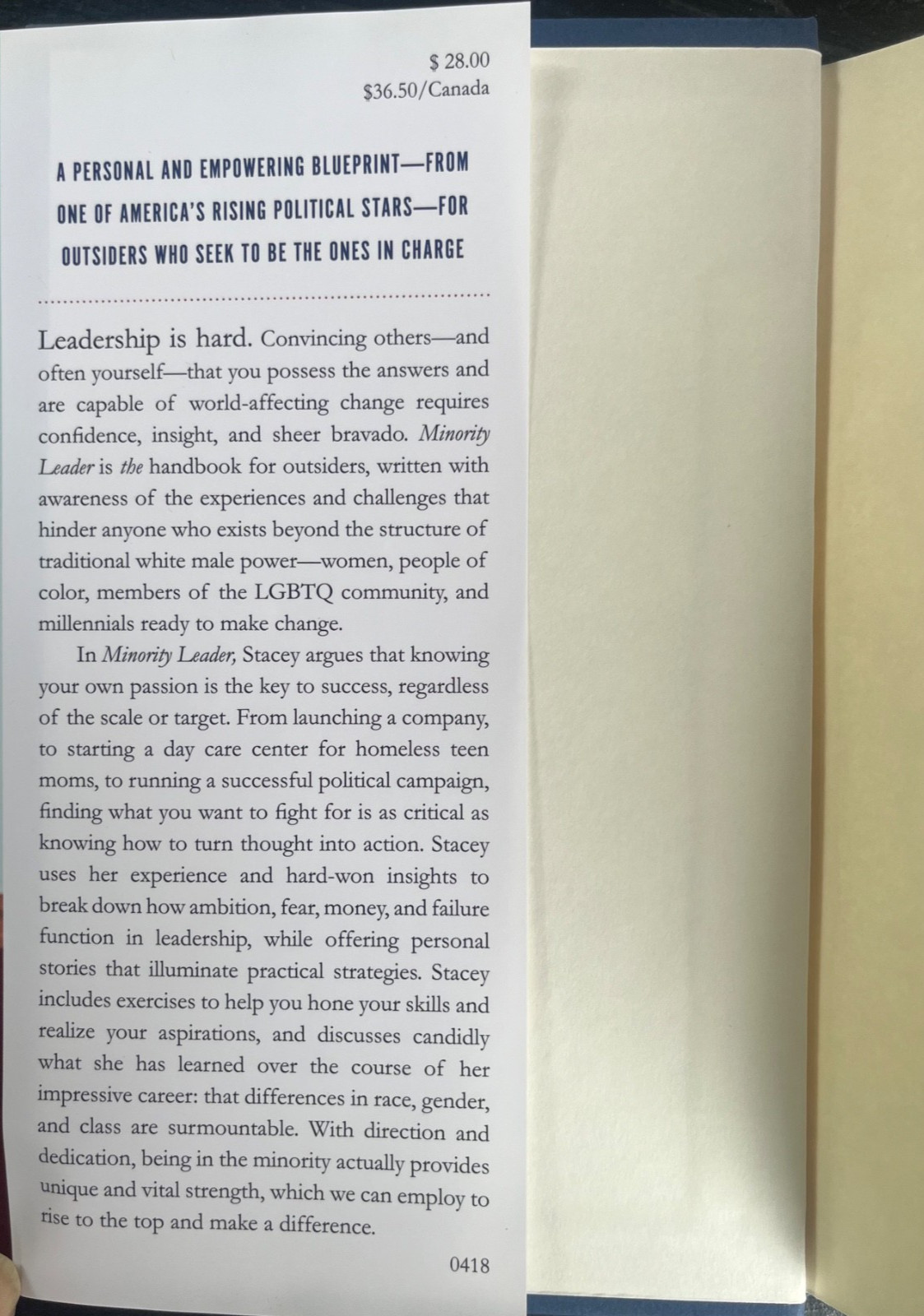 Minority Leader : How to Lead …BRAND NEW, FIRST ED, HC,DJ