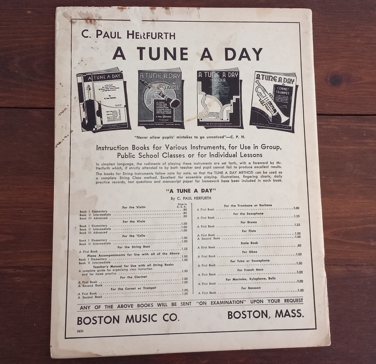 Vintage 1963 A TUNE A DAY For STRING BASS Book 2 36 Pages