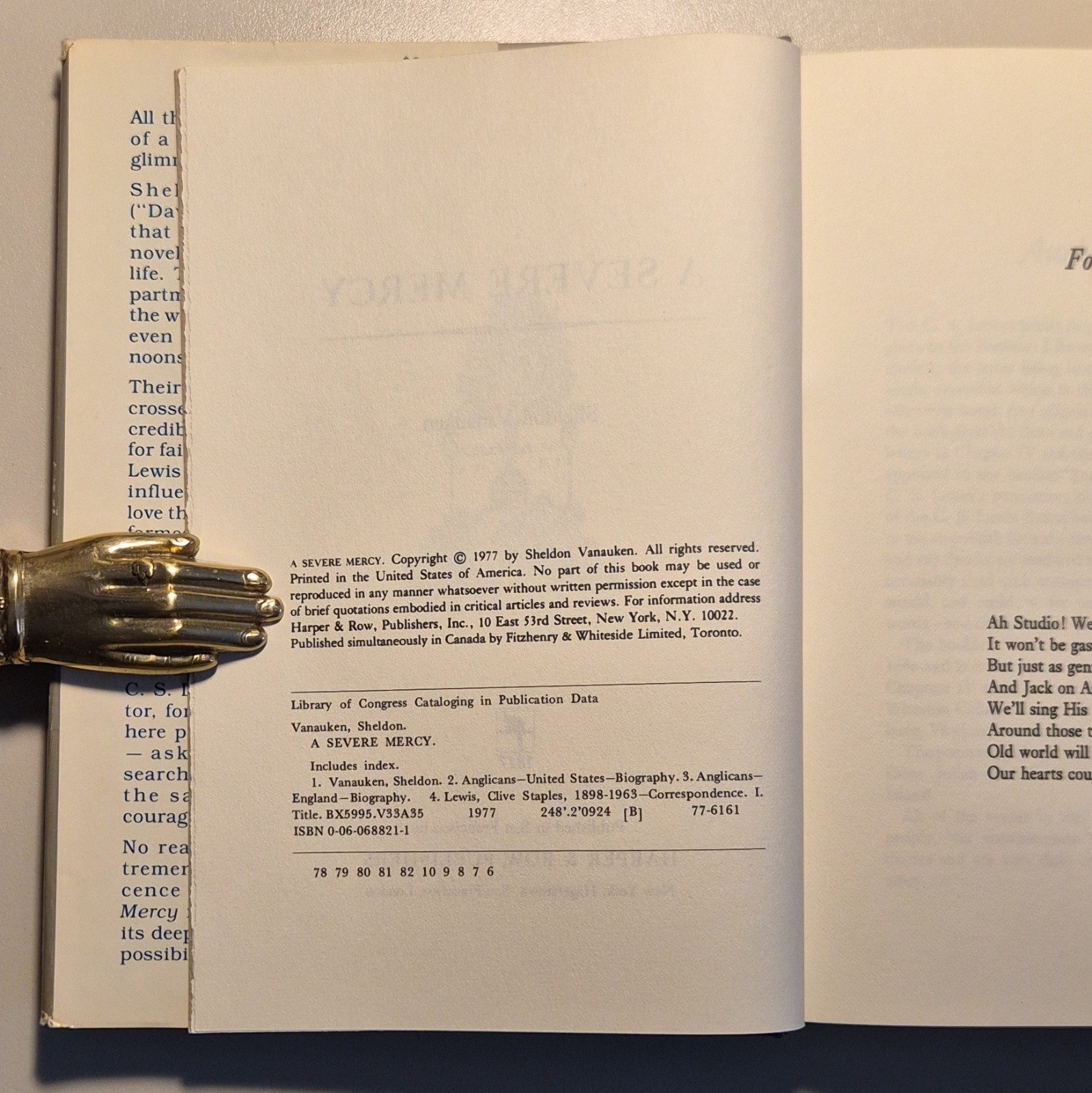 Sheldon Vanauken A Severe Mercy Hardcover w/ Dust Jacket Harper & Row 1977