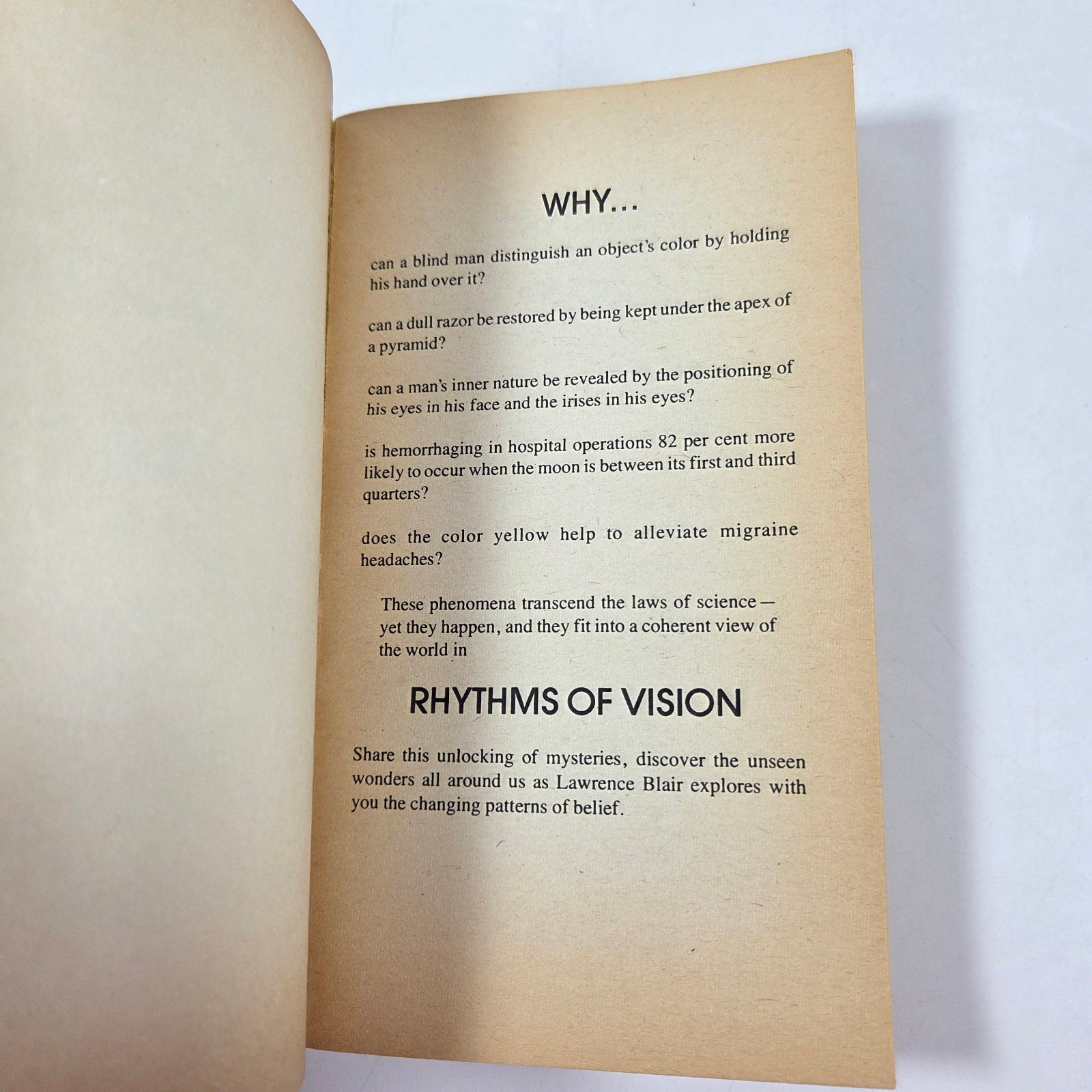 Rhythms of Vision Lawrence Blair Vtg Occult 1st PB Printing 1977 Psychic Science