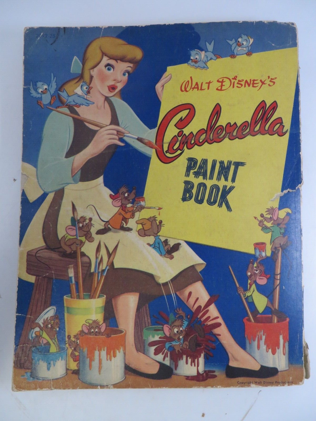 Vintage 1950 Walt Disney CINDERELLA Paint Coloring Book Whitman Publishing RARE
