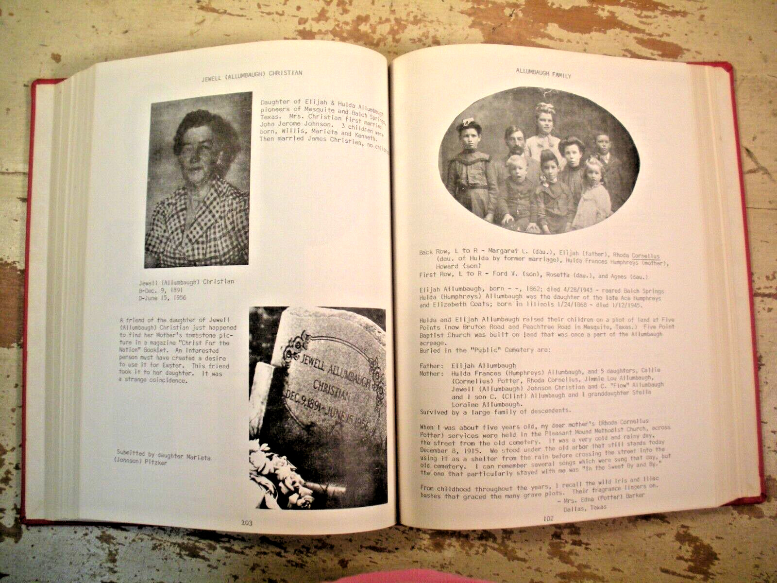 PIONEERS OF YESTERYEAR Pleasant Mound Cemetery & Memorial Park Dallas Texas HC