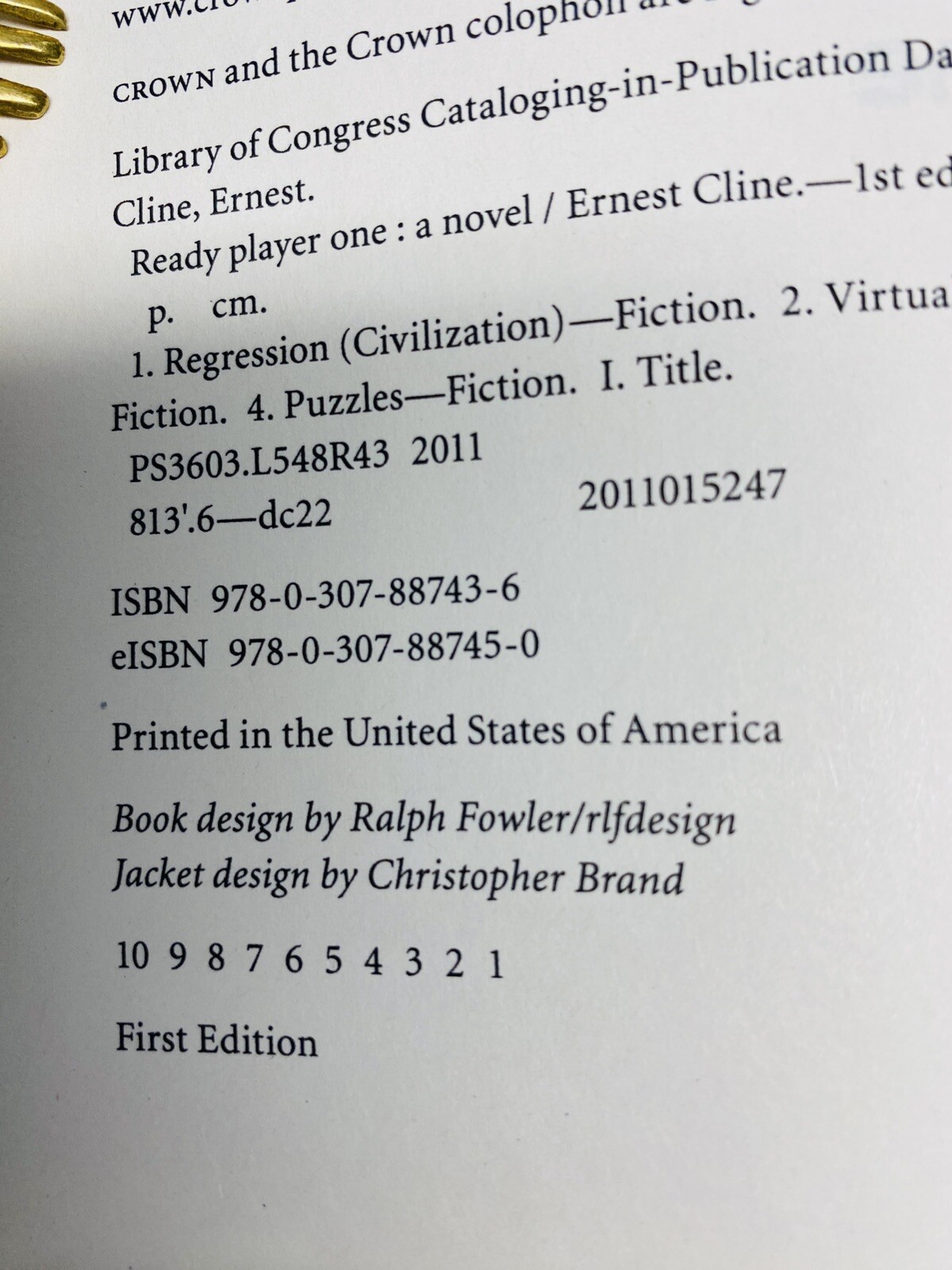 True 1st Ed. READY PLAYER ONE Book ERNEST CLINE HARDCOVER DJ VG+ Novel