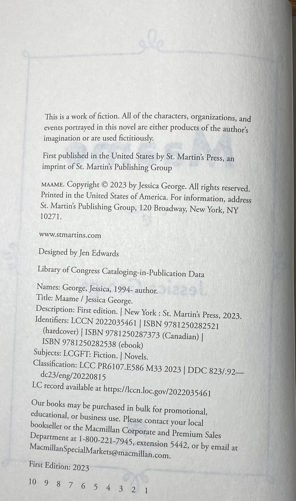 *SIGNED* Maame by Jessica George Debut Novel 1st Edition/ 1st Printing 2023 HCDJ