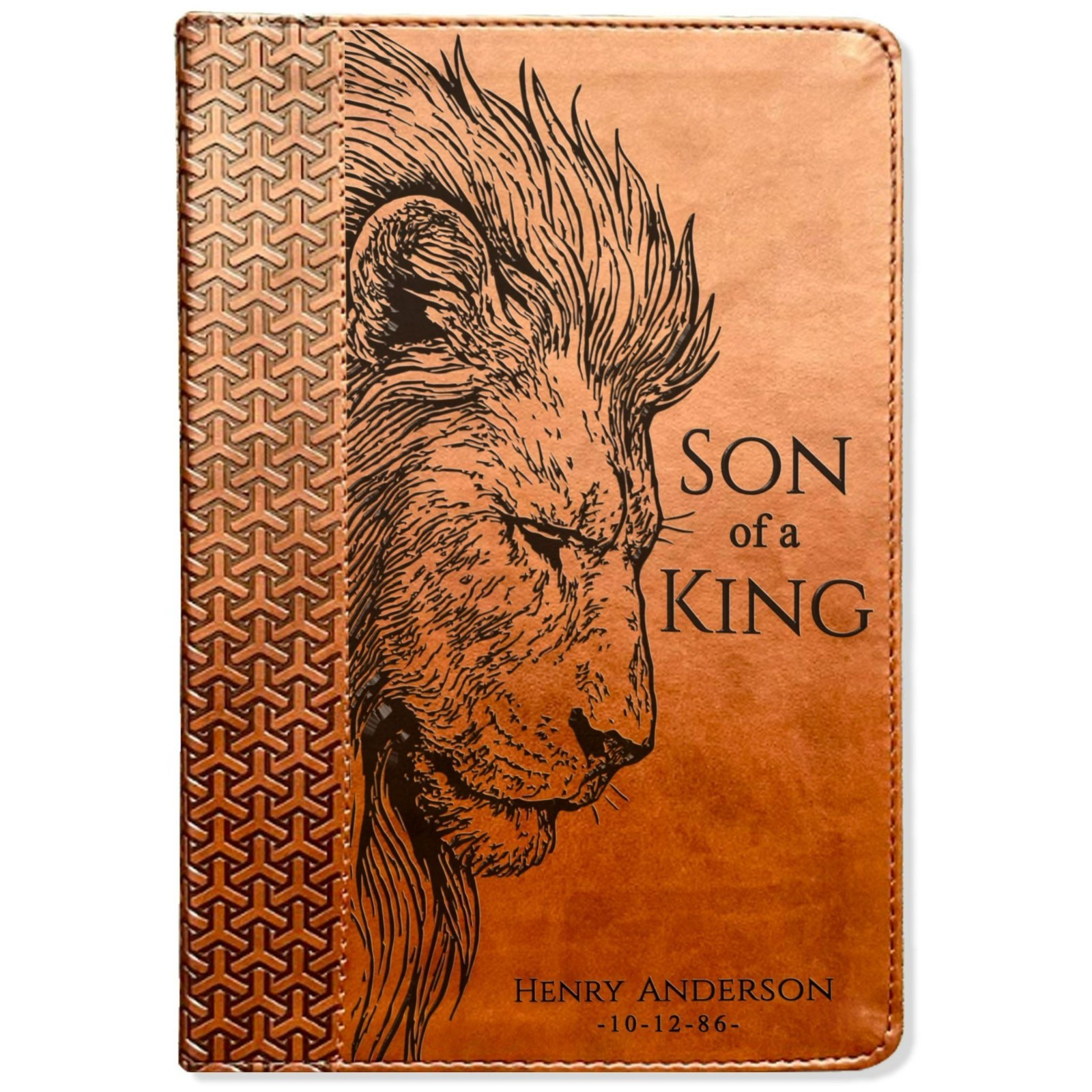 Personalized KJV Study Bible, Son of a King Lion Design, Custom Name Engraved