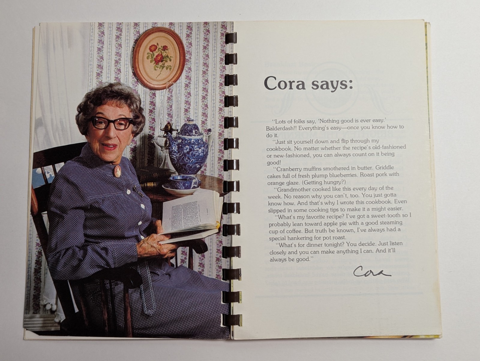 Cora’s Country Cookbook by Margaret Hamilton Spiral Bound 1977, 125 pages