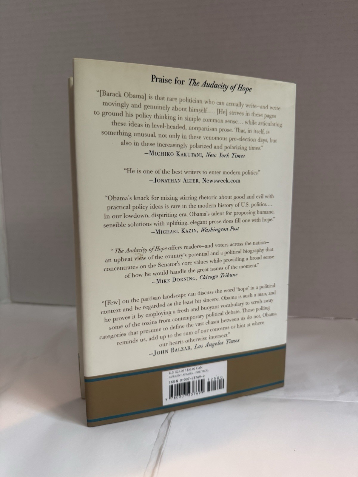 The Audacity of Hope, Barack Obama FIRST EDITION 2006 US POLITICS/PRESIDENT VG