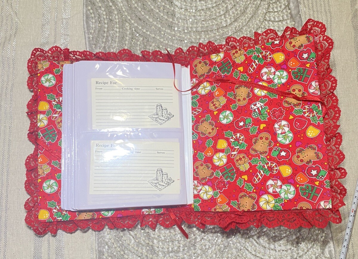 Vtg Hardcover Handmade Holiday Recipe Index Book Christmas Journal
