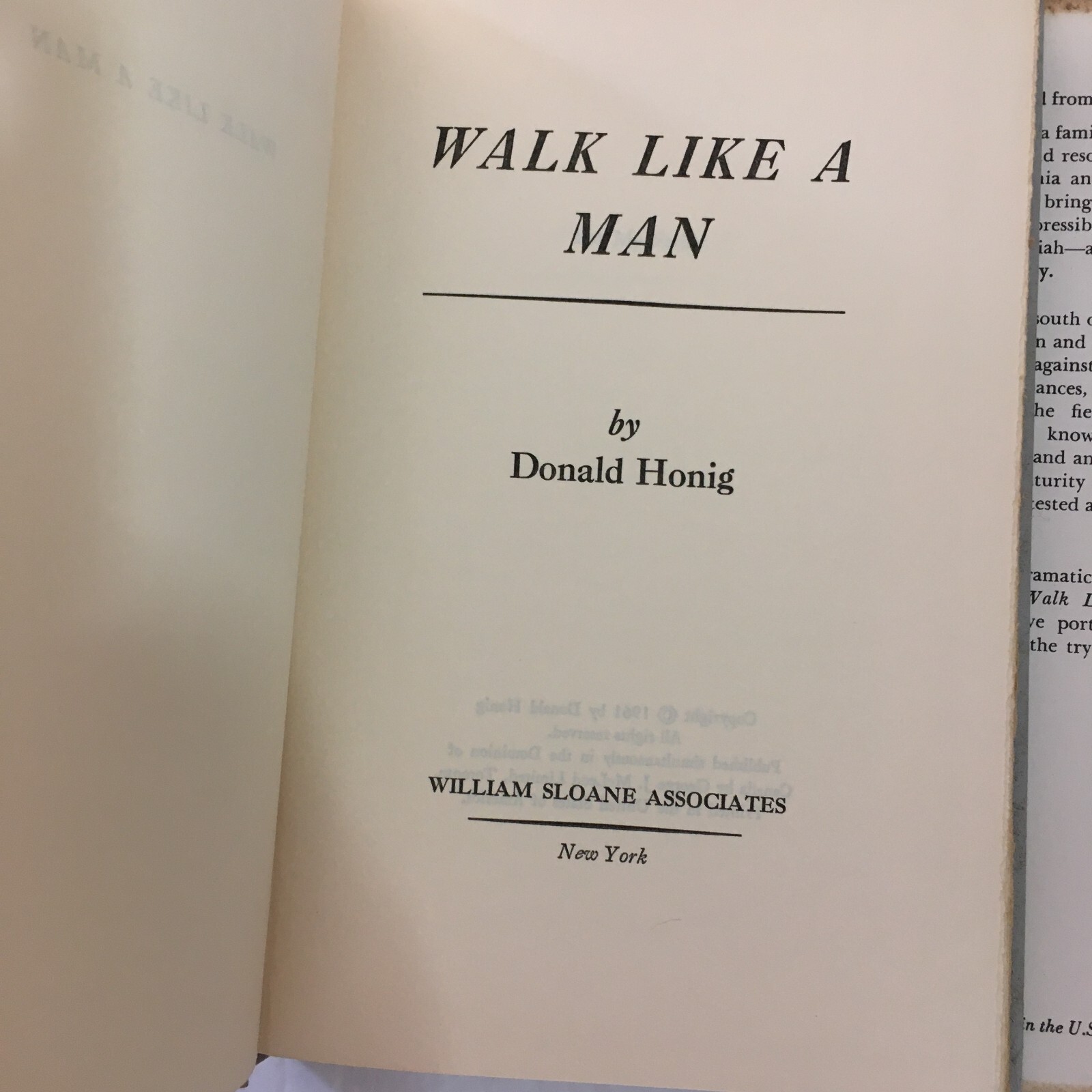 Civil War: Walk Like A Man by Donald Honig 1961 First Edition/Hardcover DJ