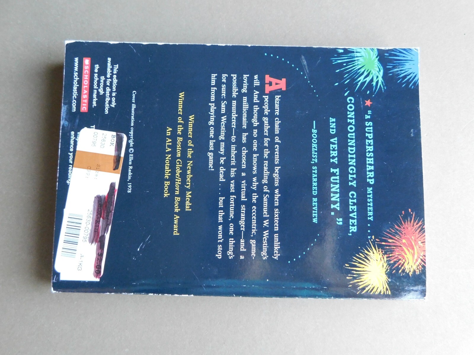 The Westing Game – by Ellen Raskin – Scholastic Paperback