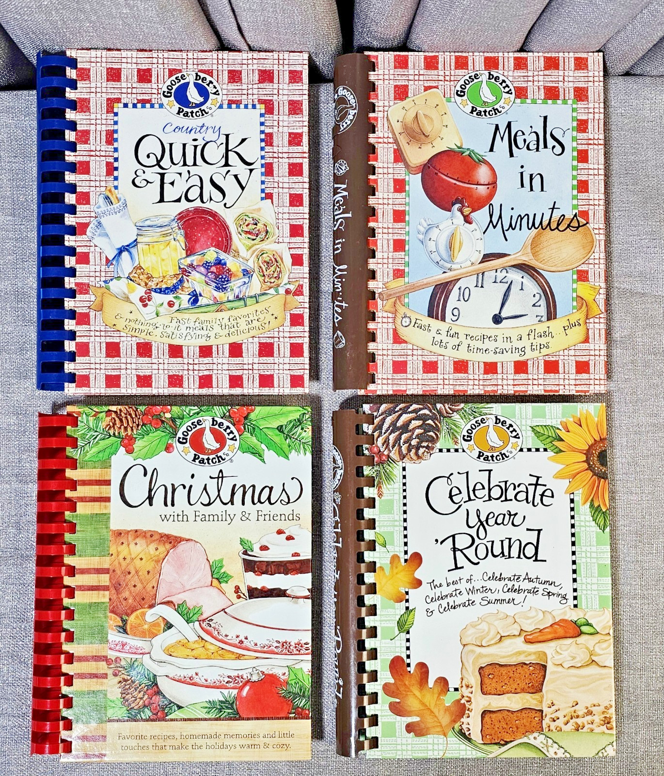 Lot 4 Gooseberry Patch Cookbooks Christmas, Celebrate, Quick, Meals in Minutes