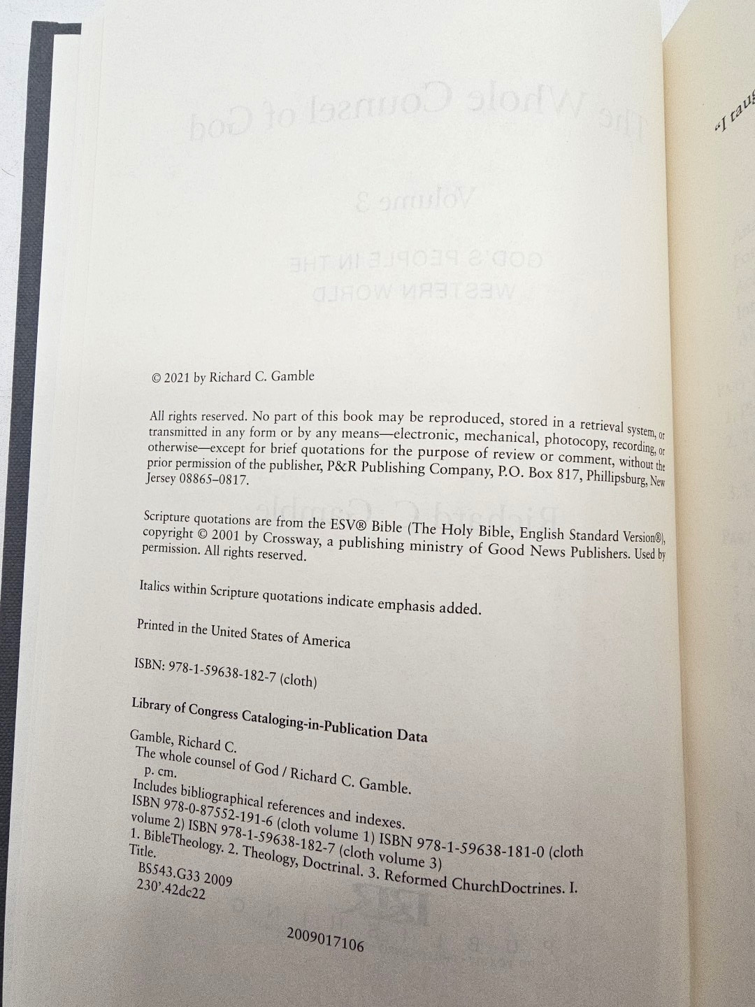 The Whole Counsel Of God Richard Gamble 3 Volume Set Hardcover