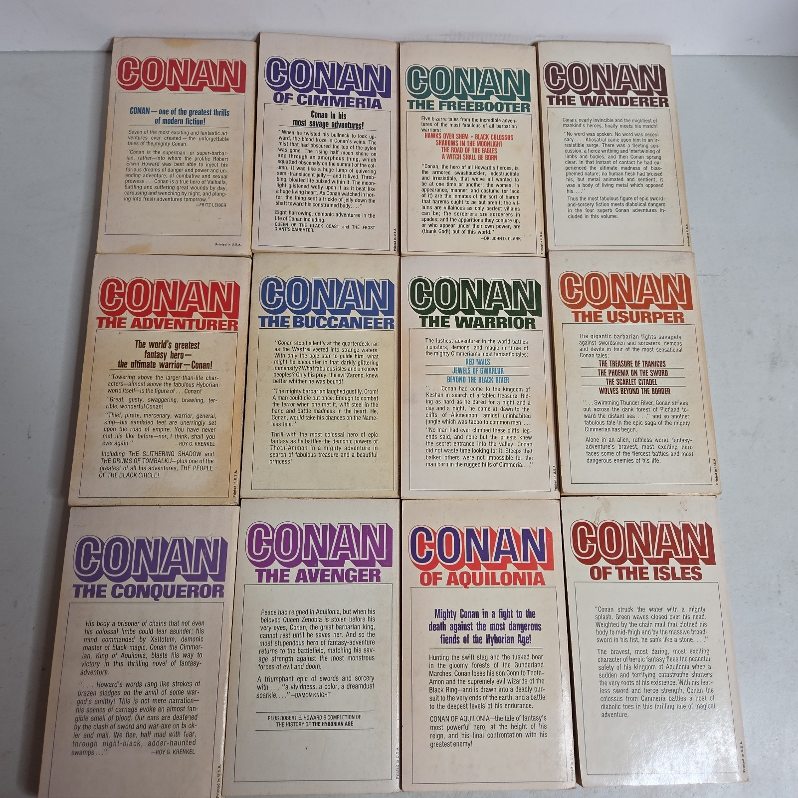 Conan Complete Main Series Robert E. Howard Ace Books Vintage Paperback Set 1-12