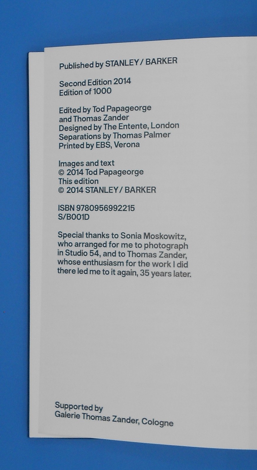 STUDIO 54 by TOD PAPAGEORGE 2014, 2nd LIMITED EDITION HARDCOVER VERY GOOD