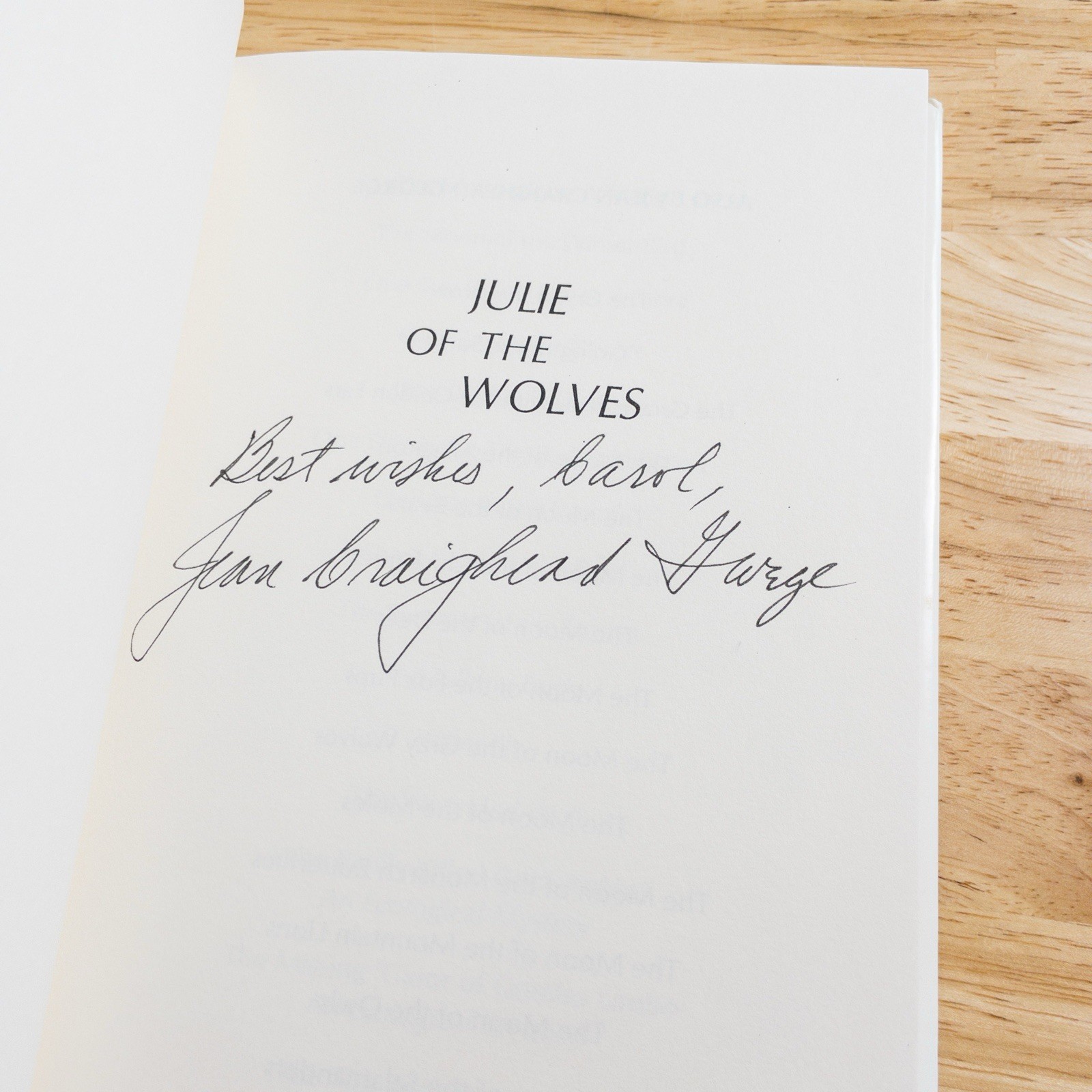 Jean Craighead George JULIE OF THE WOLVES 1st Edition SIGNED Very Good HCDJ