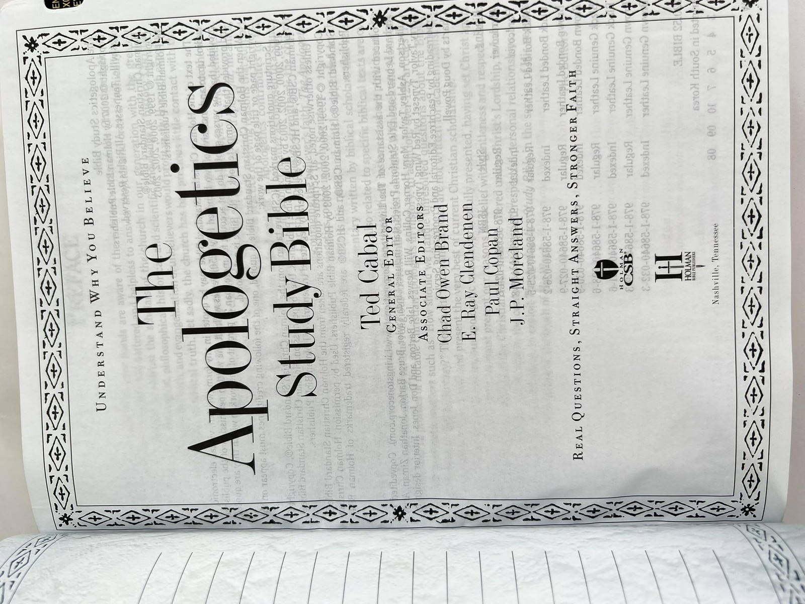 The Apologetics Study Bible Ted Cabal Holman CSB Brown Genuine Leather Indexed