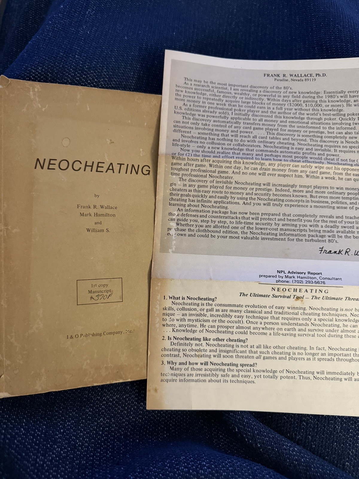 1st EDITION Neocheating Manuscript Book AND RARE Pamphlet by Frank R. Wallace