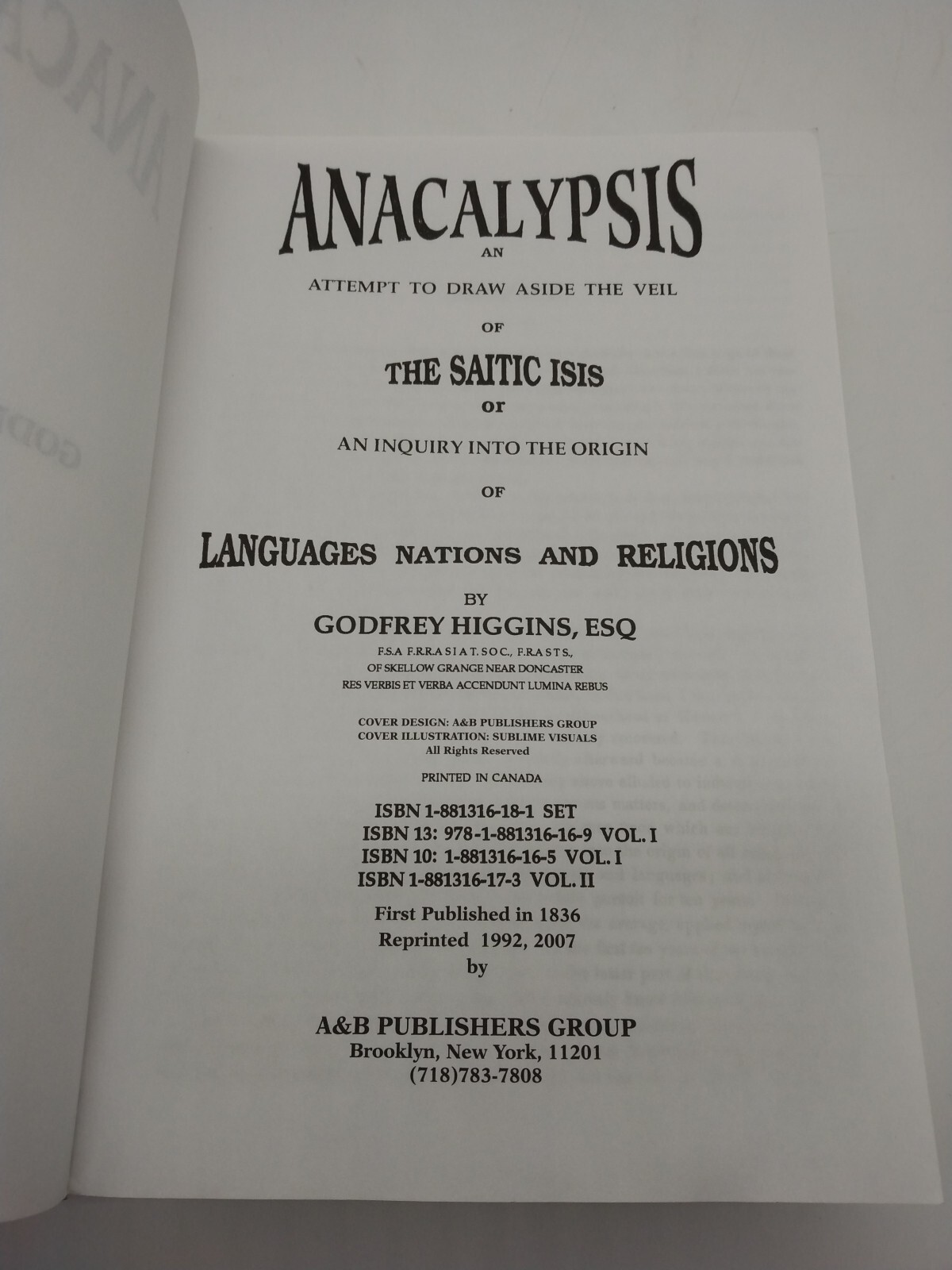 Anacalypsis:An Attempt to Draw aside the Veil of the Saitic Isis-Vol 1-Paperback