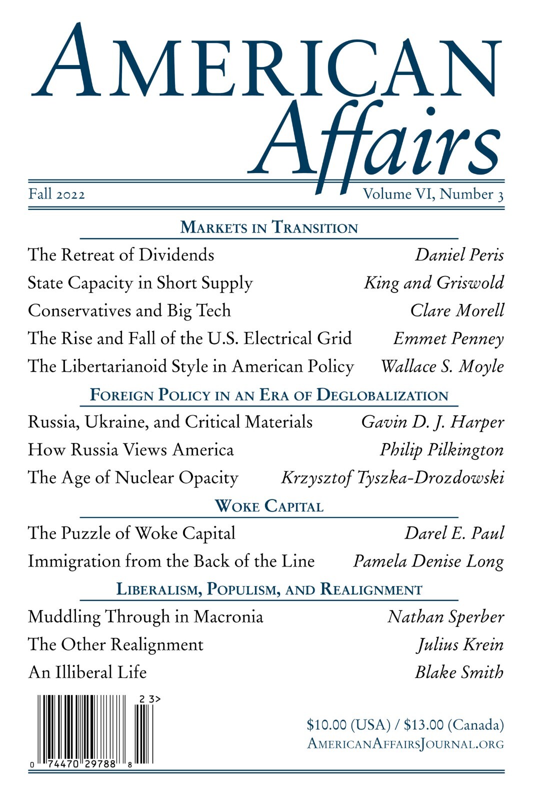 AMERICAN AFFAIRS JOURNAL | FALL 2022, VOL. 6, ISS. 3