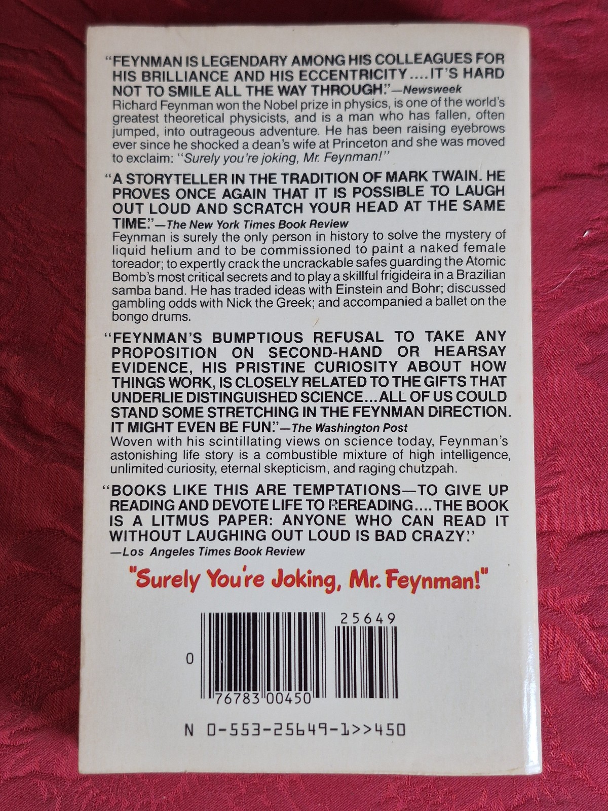 „Surely You’re Joking Mr. Feynman“ – Richard P. Feynman – Bantam 1986 mmpb