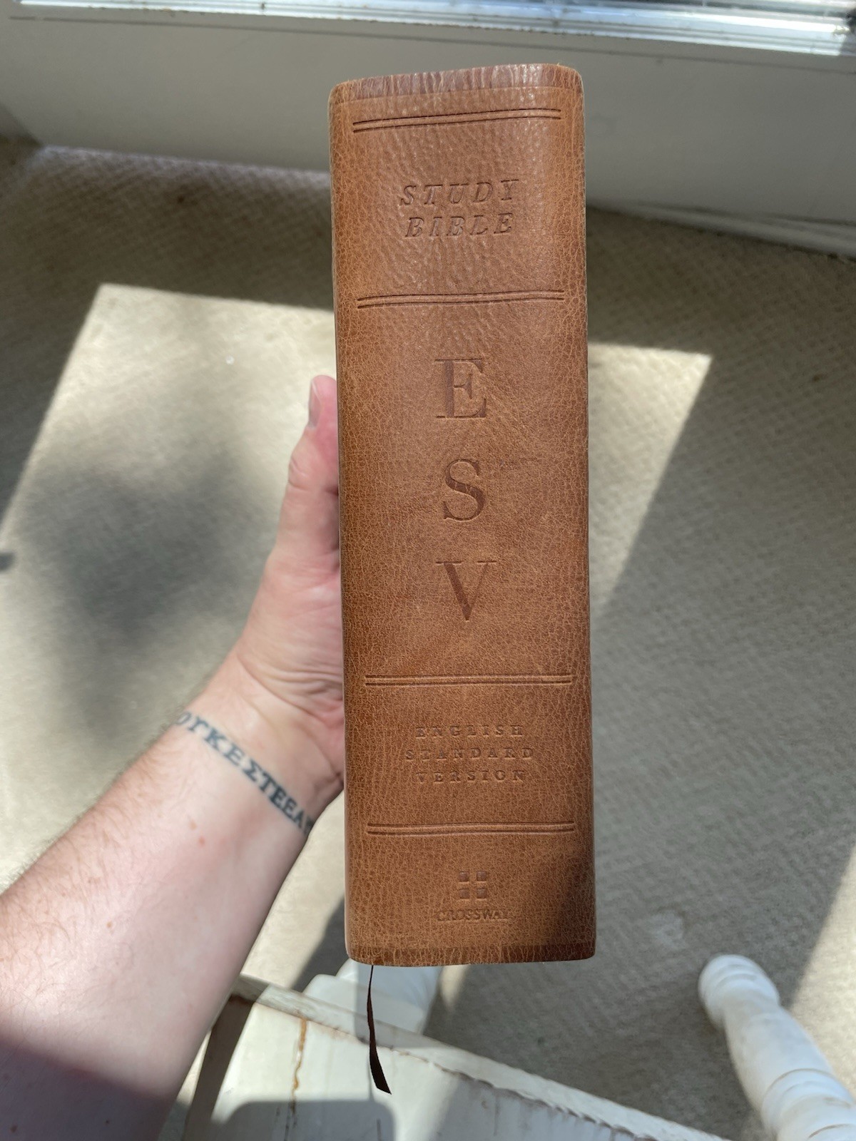 ESV Study Bible Personal Size Natural Brown Leather Out Of Print