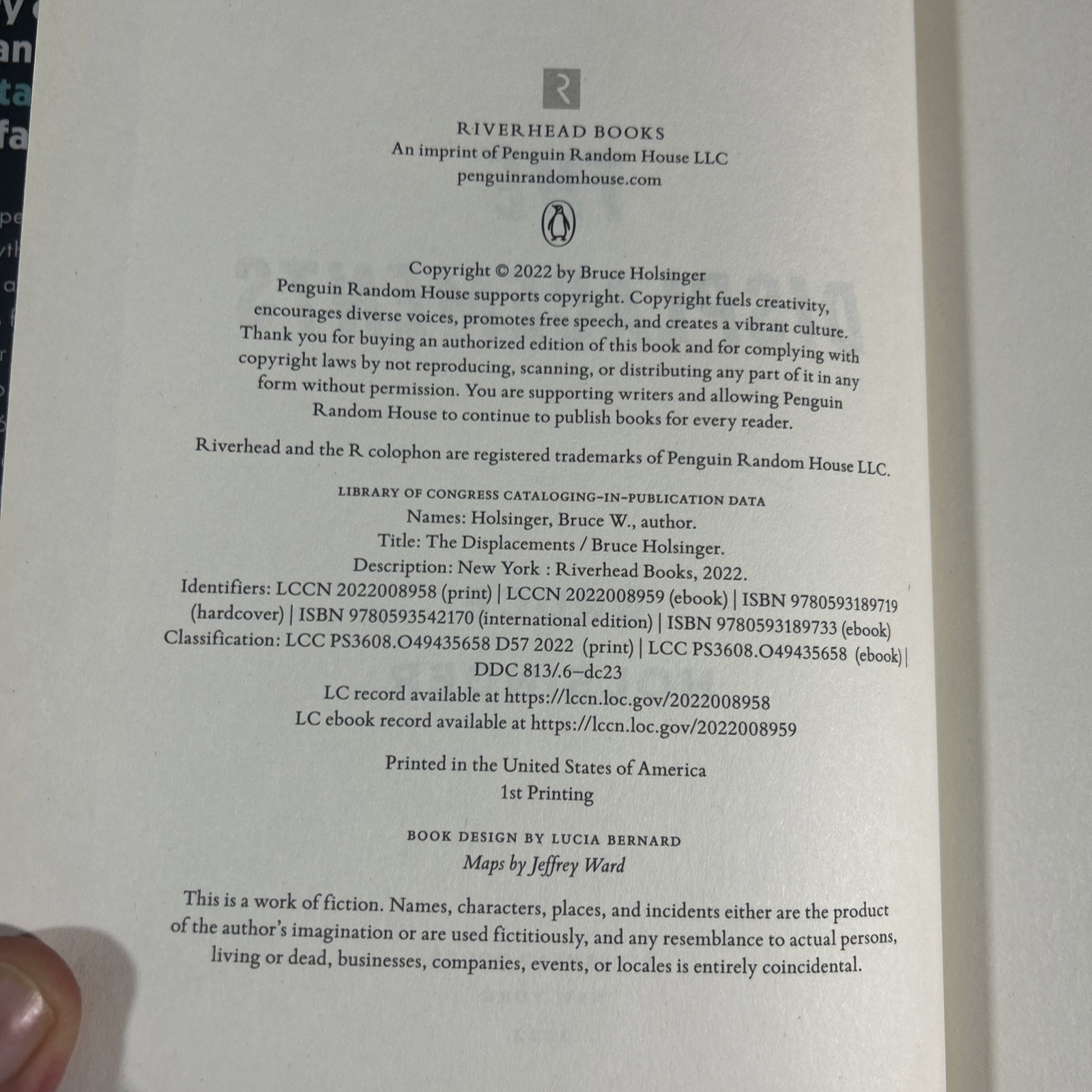 The Displacements: A Novel By Bruce Holsinger First Edition First Printing