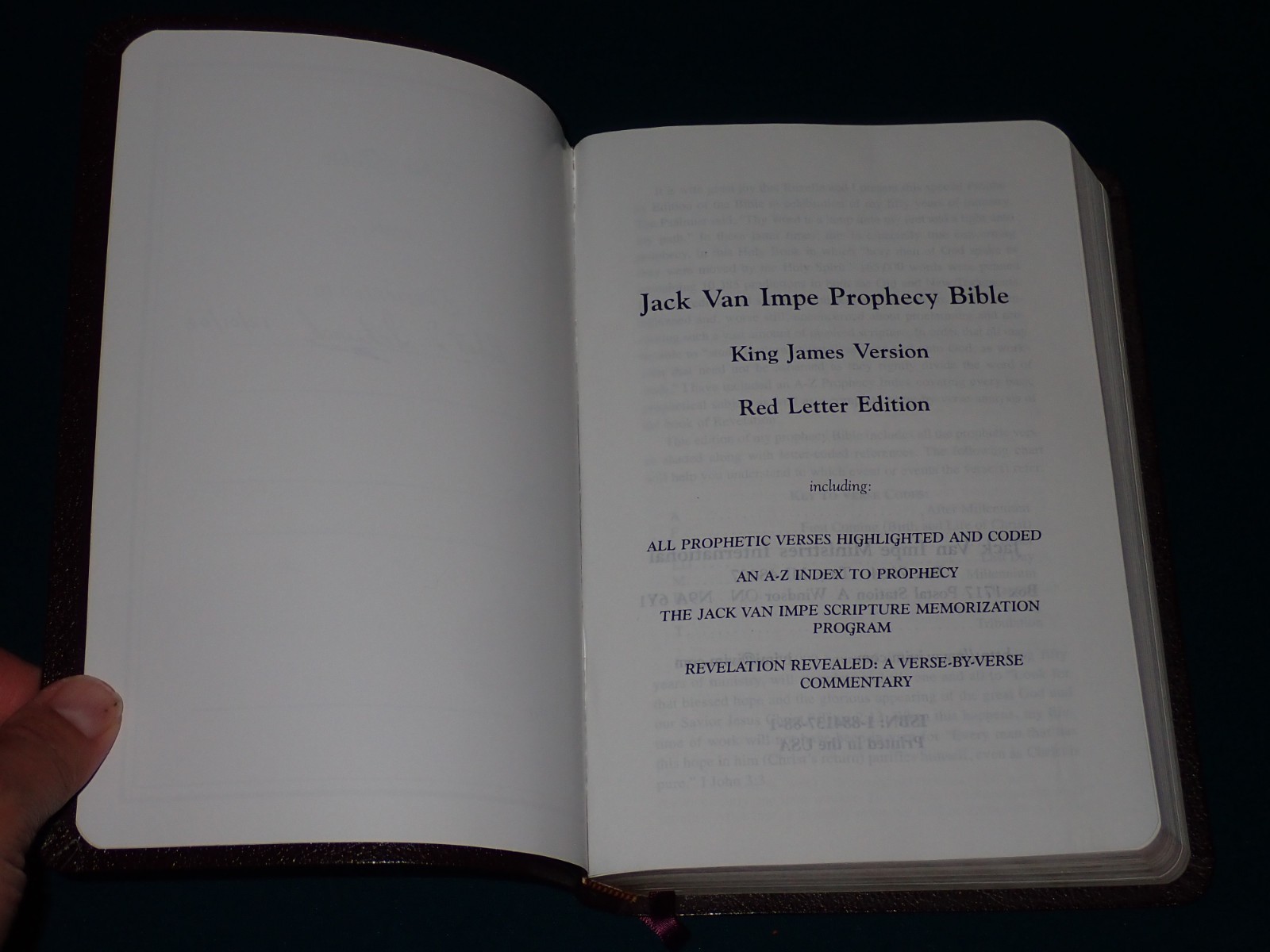 Jack Van Impe Prophecy Bible KJV 1999 Imitation Leather Red Letter Clean Pages