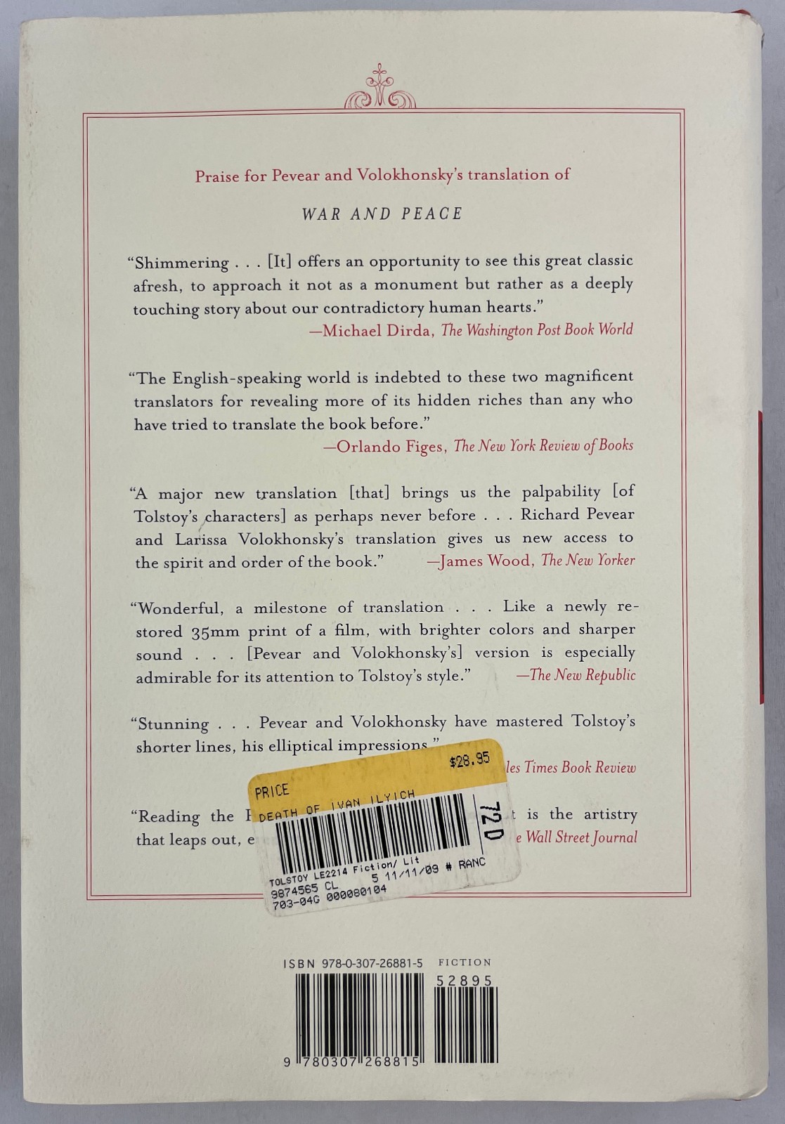 The Death of Ivan Ilyich & Other Stories, Leo Tolstoy, 2009, 1st Edition, HCDJ