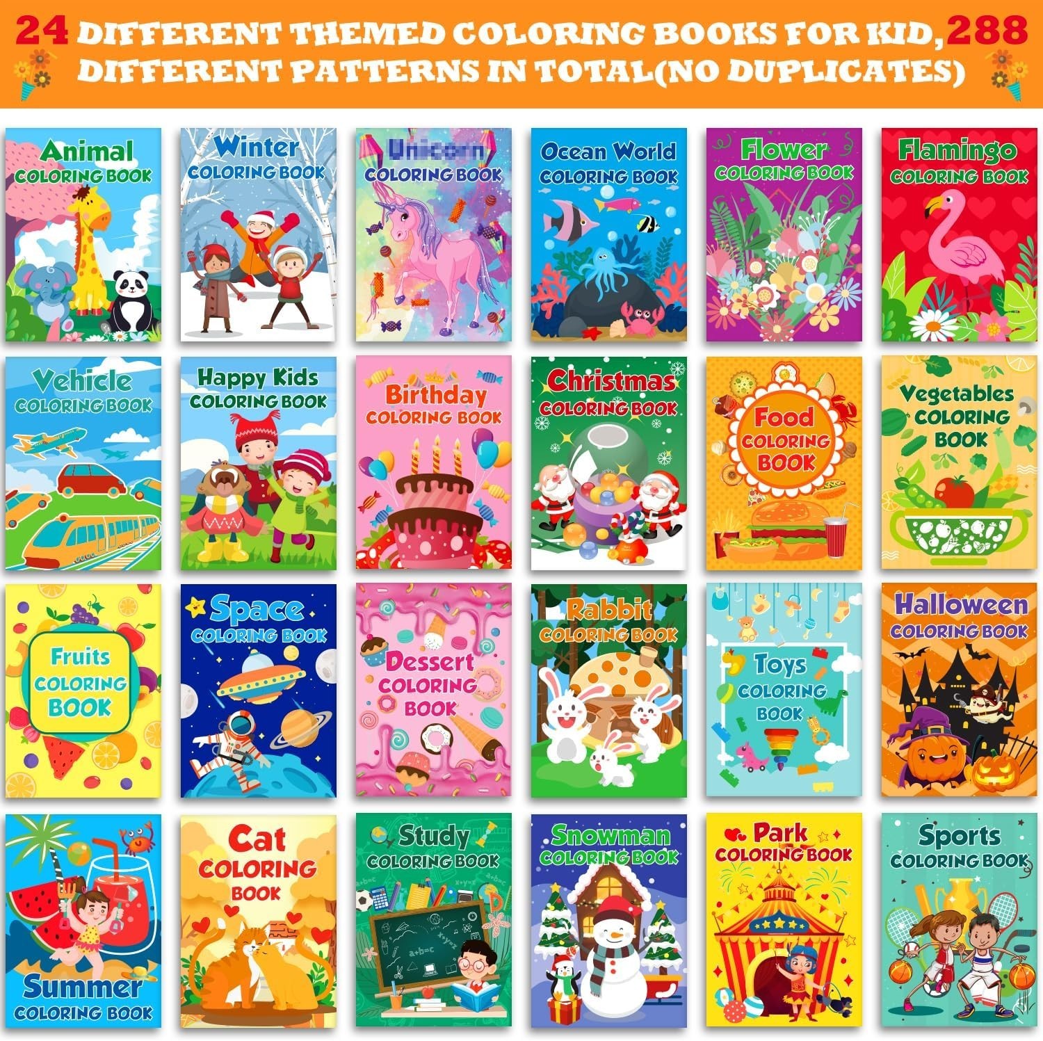 24Pack Coloring Books for Kids Ages 2-4-6-8-12 Small Bulk Coloring Books for Kid