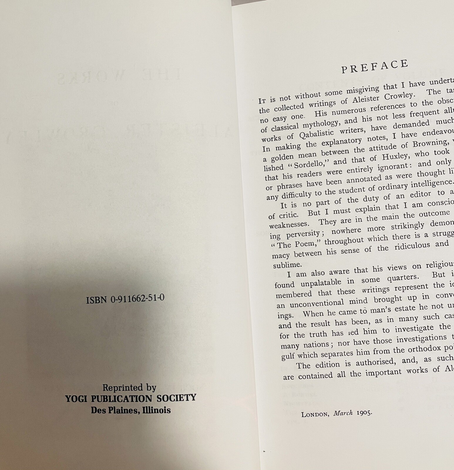 Collected Works of Aleister Crowley Hardcover, 3 Volume Set (with portraits)