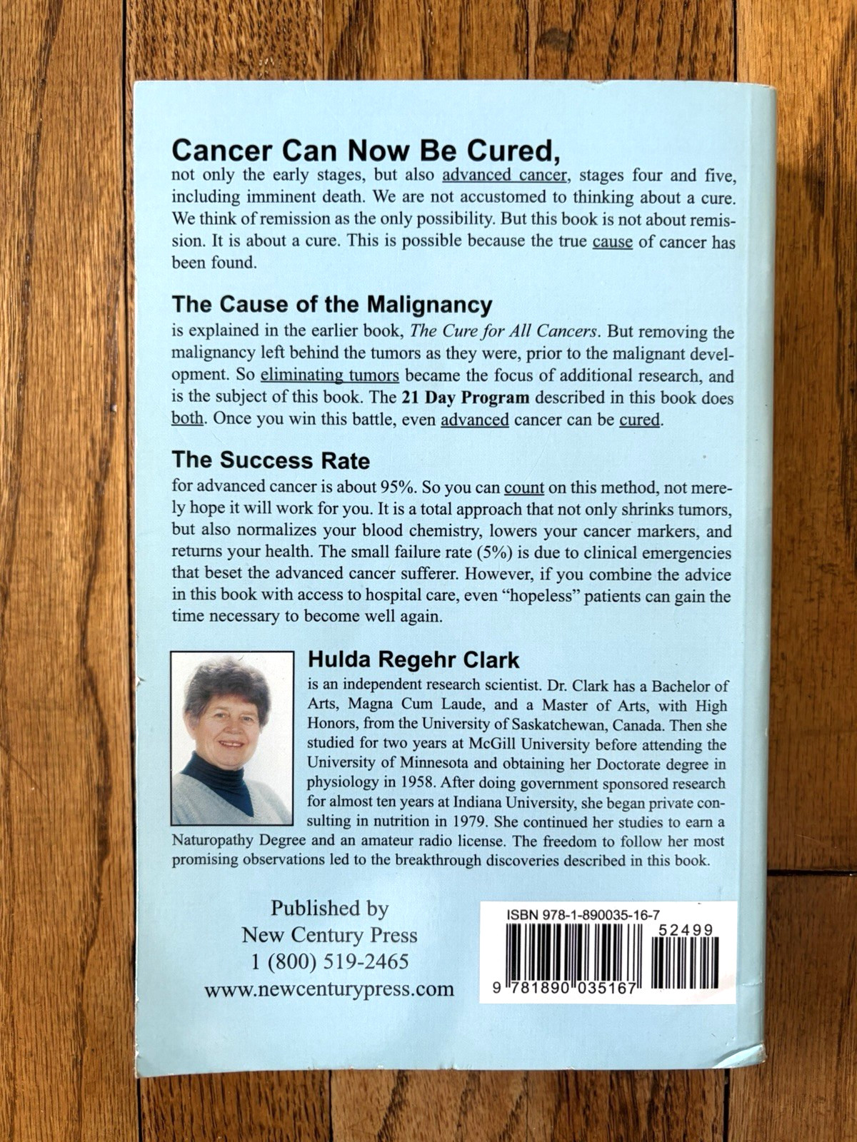 The CURE for All ADVANCED CANCERS Hulda Regehr Clark Alternative Health Book