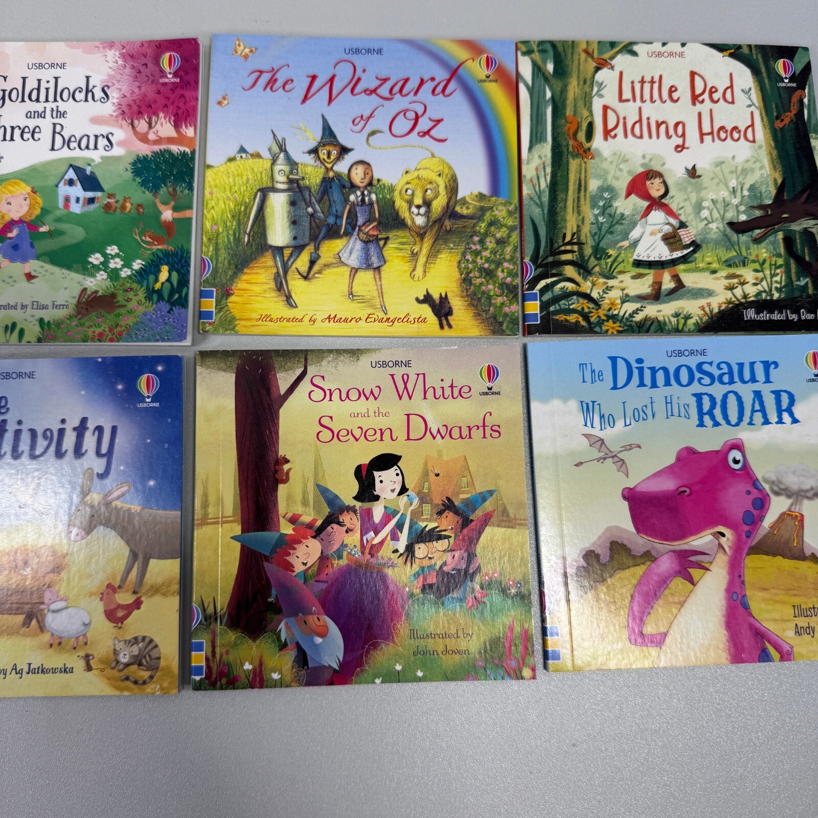 Lot Of 6 Usborne First Sticker Books, Dinosaur,Riding Hood,Wizard Of Oz