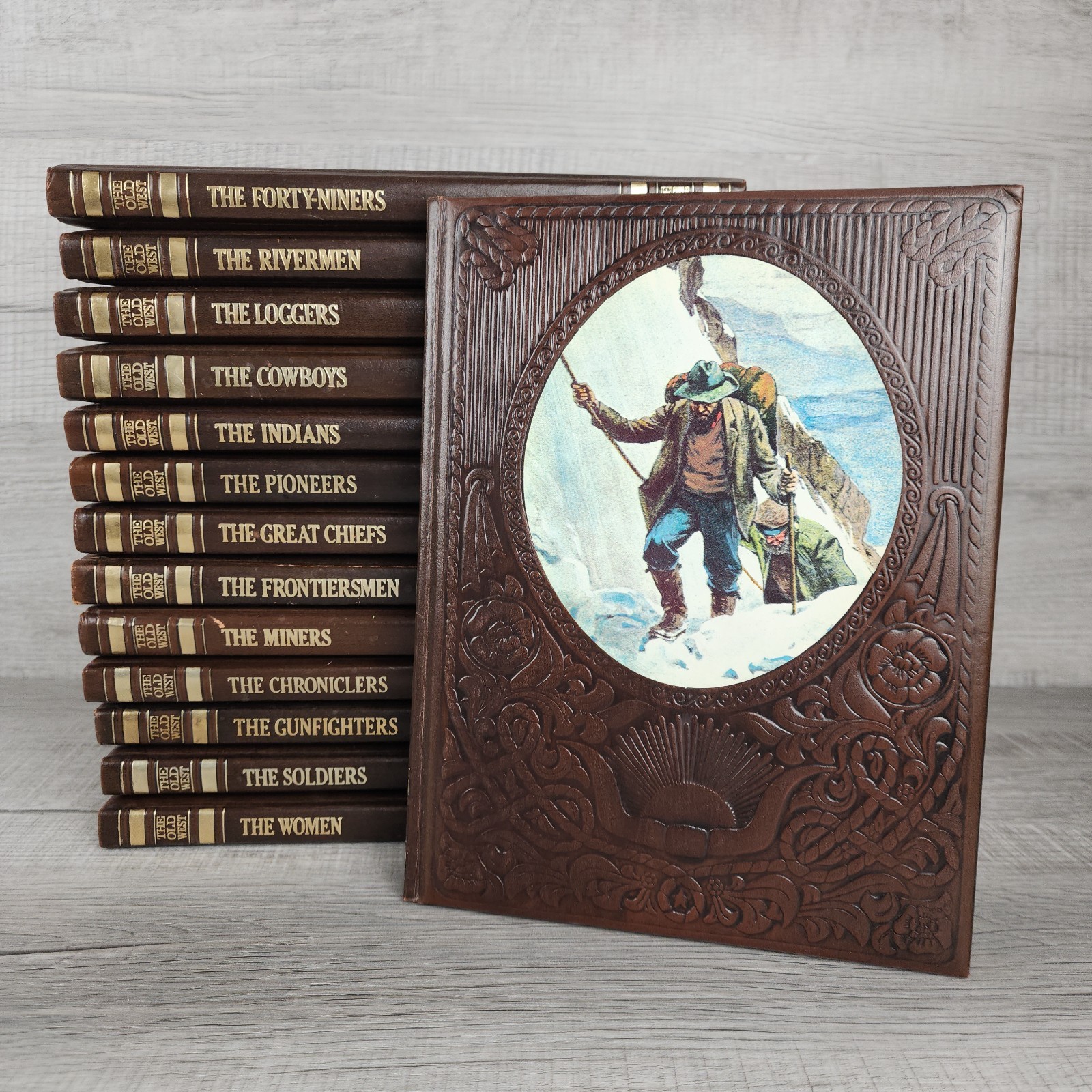 Lot of 14 Time Life Books The Old West Series Hardcover Brown Faux Leather