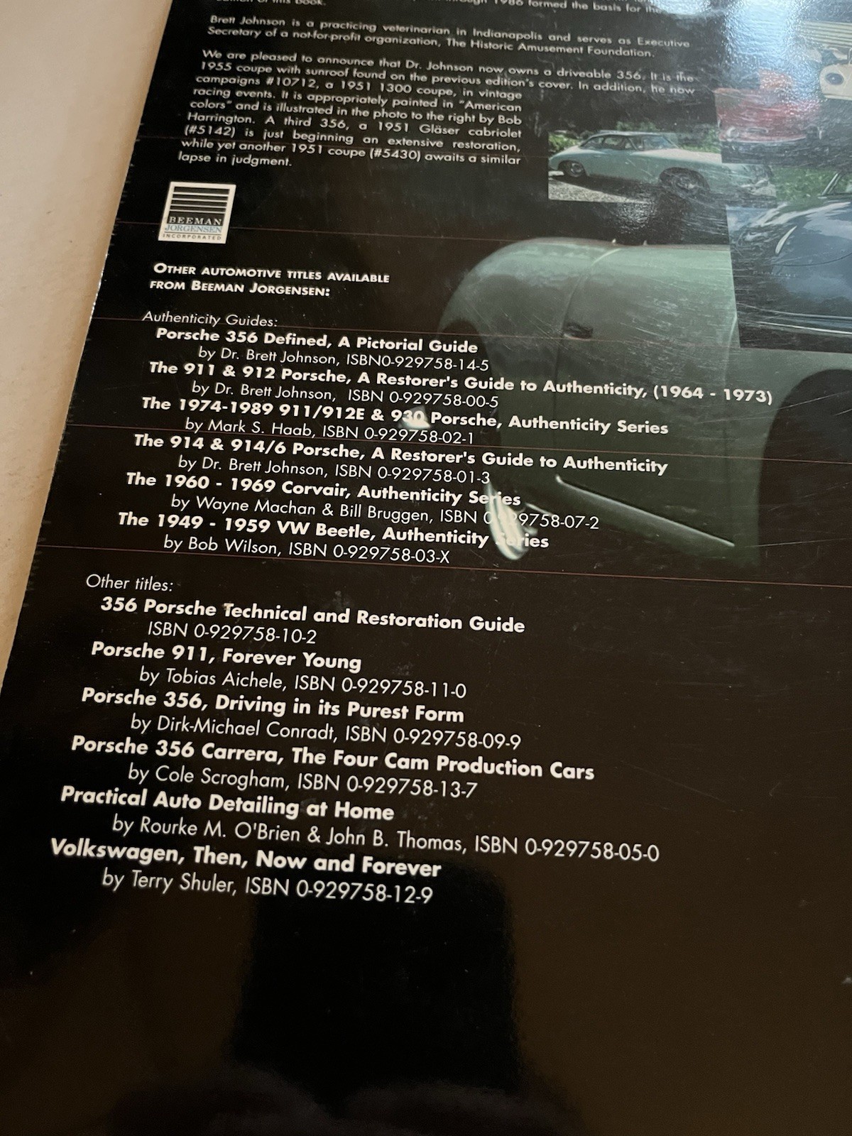 356 PORSCHE: Restorers Guide to Authenticity Dr. B. Johnson TPB Revised 1997 1st