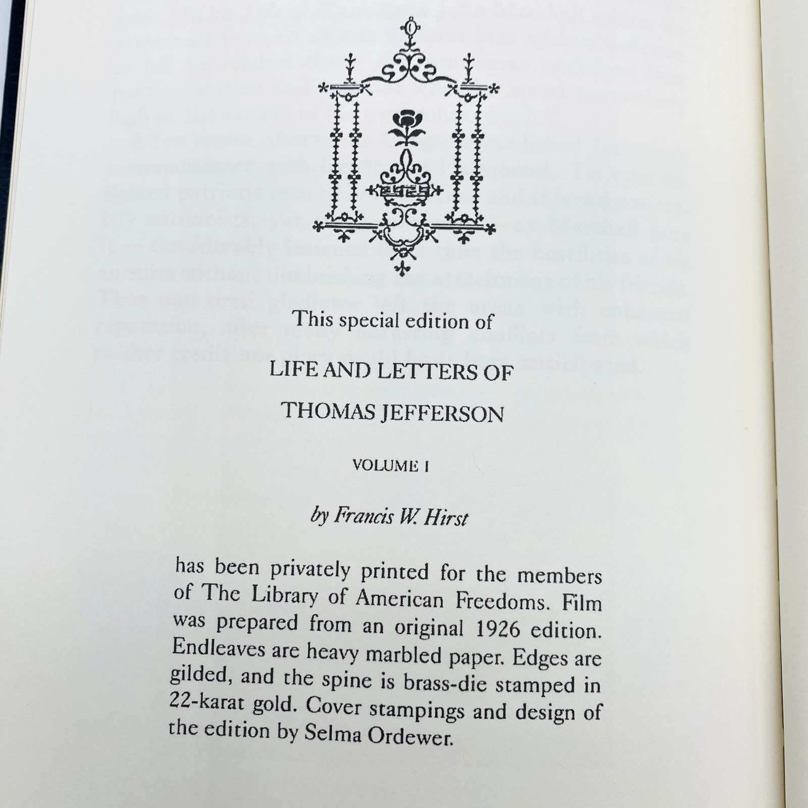 2-Vol Life & Letters of Thomas Jefferson Francis Hirst Library American Freedoms